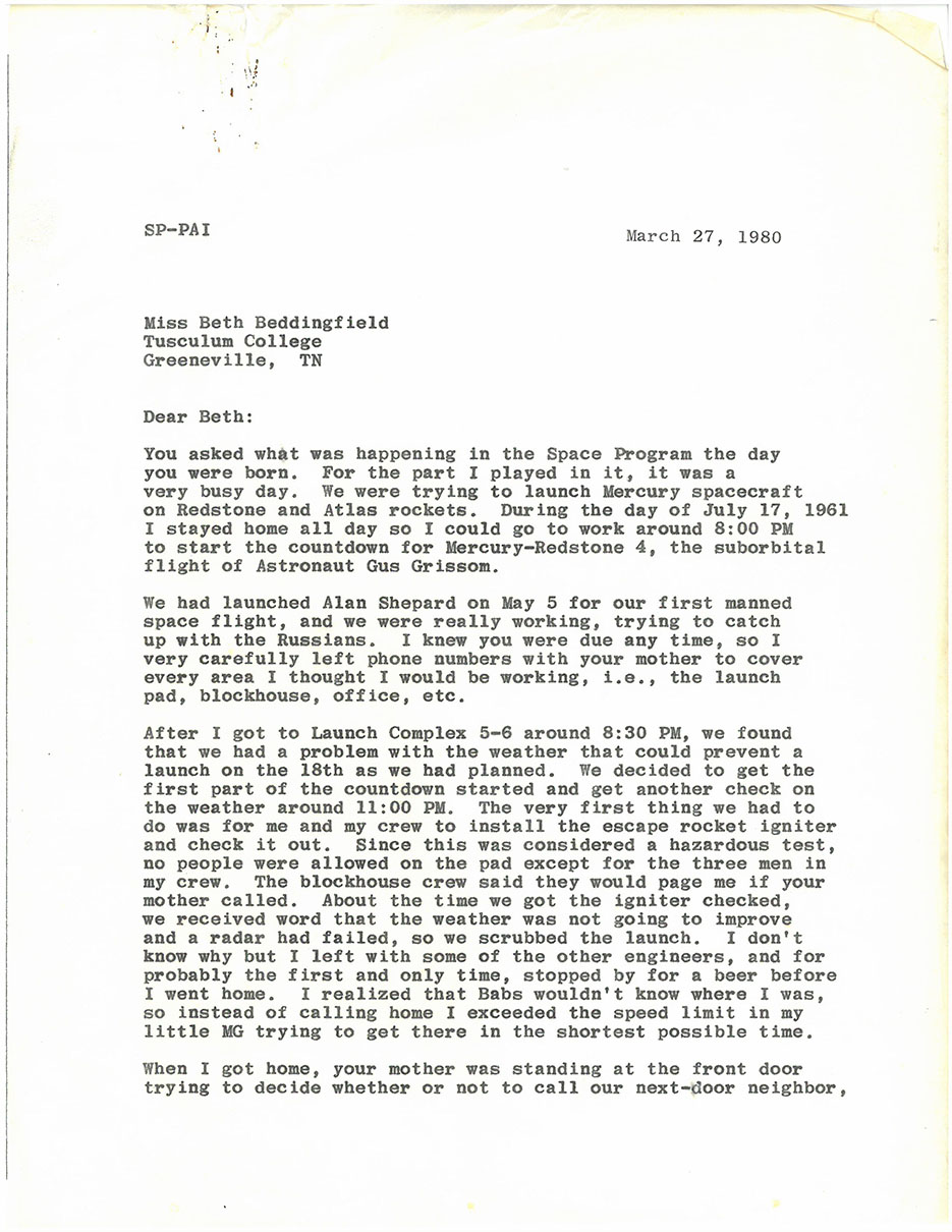 Letter to Beth Beddingfield, 27 March 1980