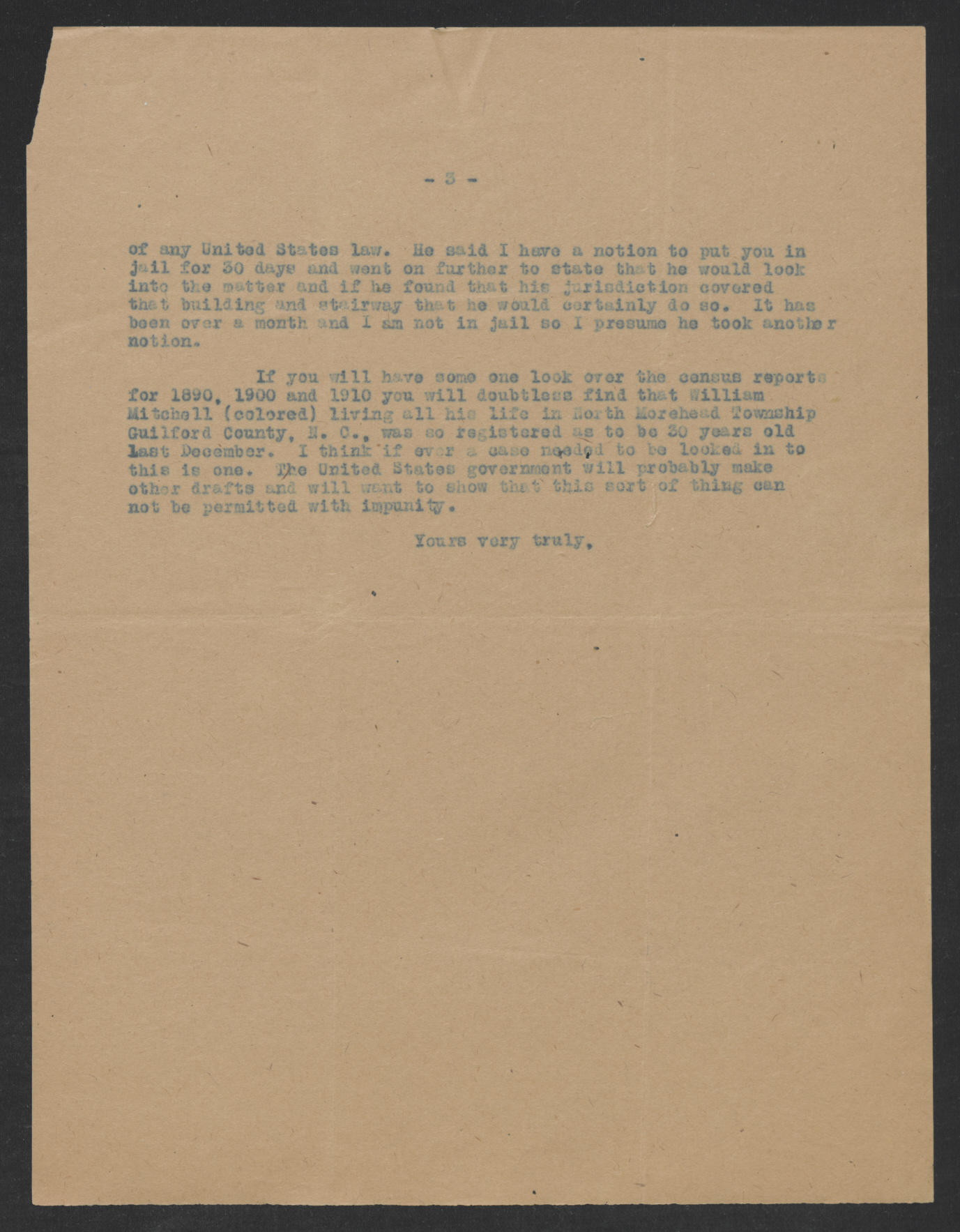 Letter from John M. Stivers to Gov. Bickett, November 12, 1917 - Page 3