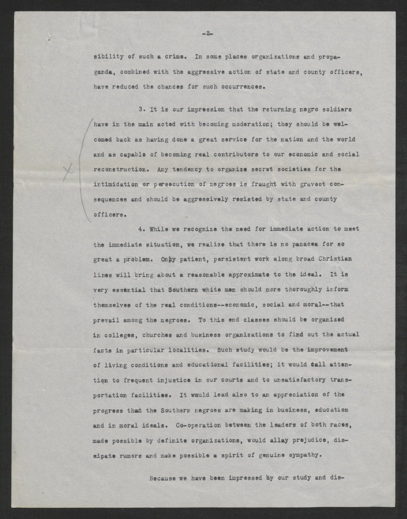 Resolution by the Southern Student Conference at Blue Ridge, June 13-22, 1919, Page 2
