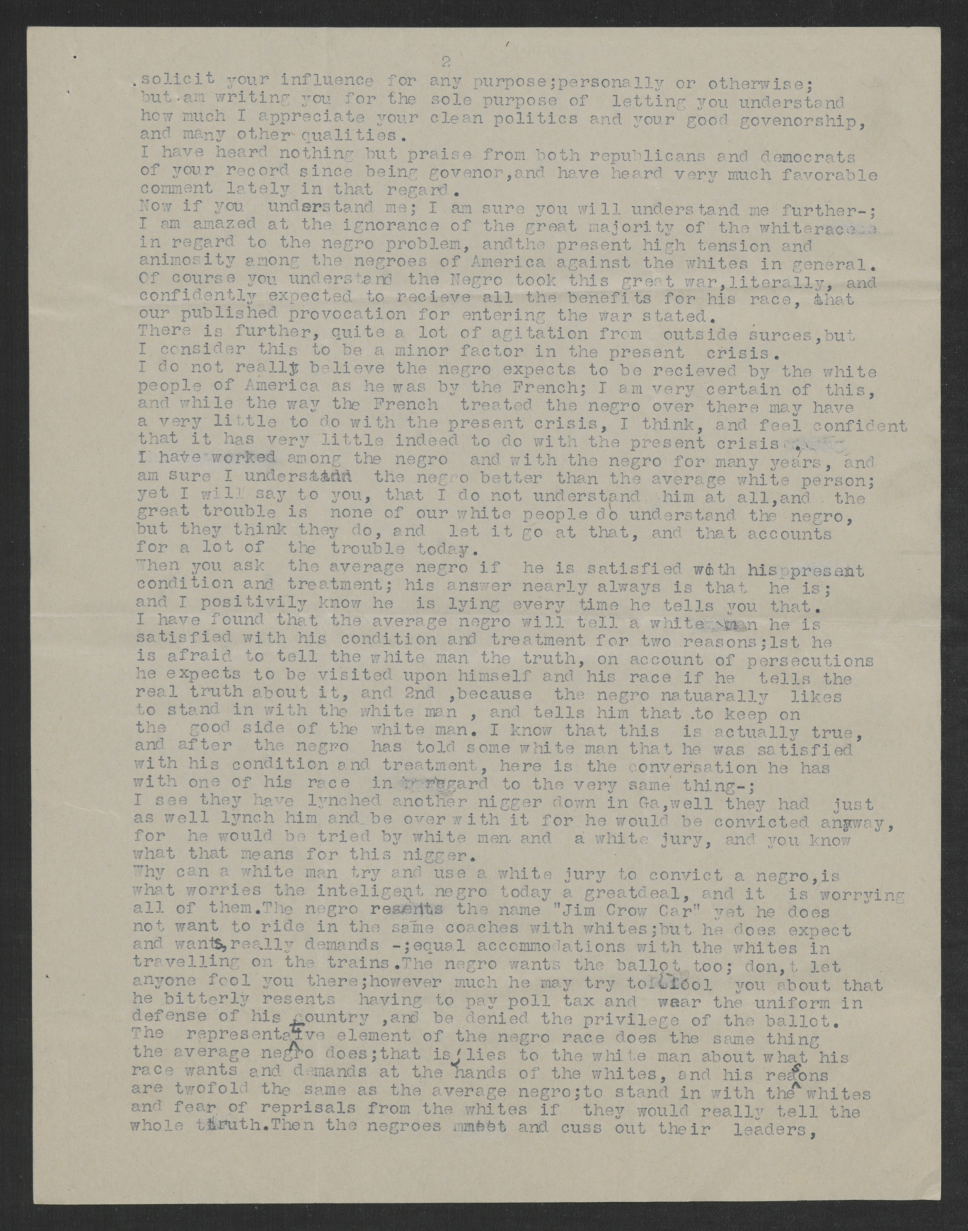 Letter from Luther A. Fink to Gov. Thomas W. Bickett, October 18, 1919, page 2