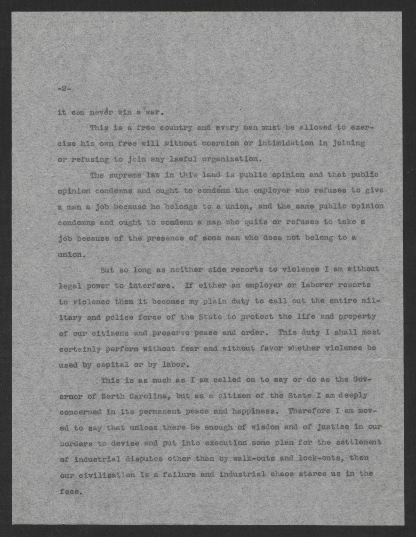 Letter from Thomas W. Bickett to John E. S. Thorpe, June 28, 1919, page 2