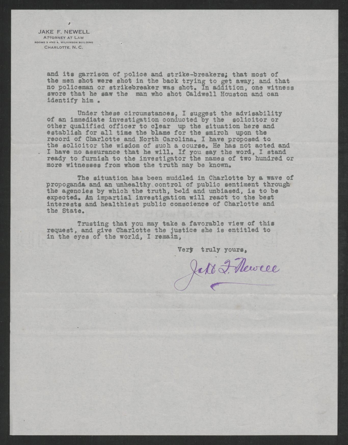 Letter from Jake F. Newell to Thomas W. Bickett, September 3, 1919, page 2