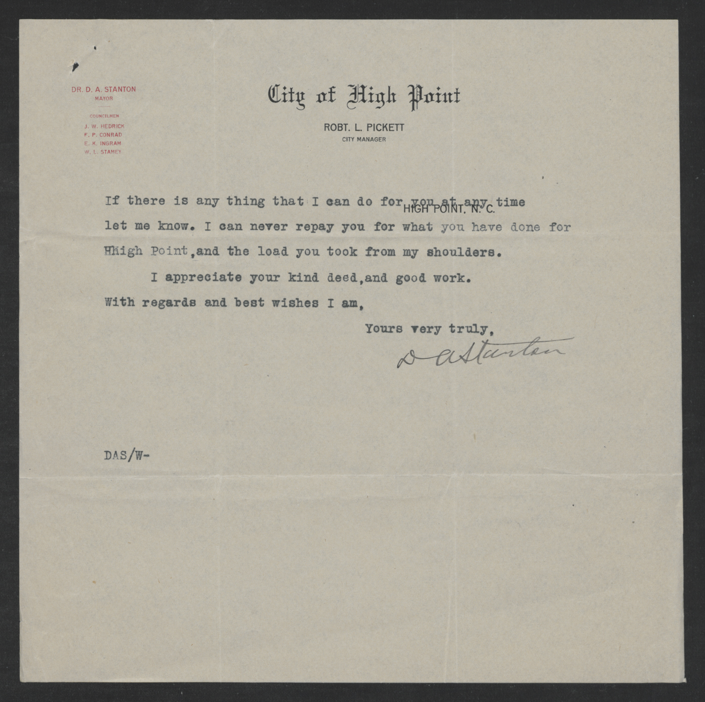 Letter from David A. Stanton to Thomas W. Bickett, September 15, 1919, page 2