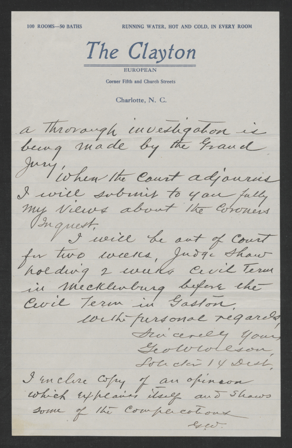 Letter from George W. Wilson to Thomas W. Bickett, October 2, 1919, page 2