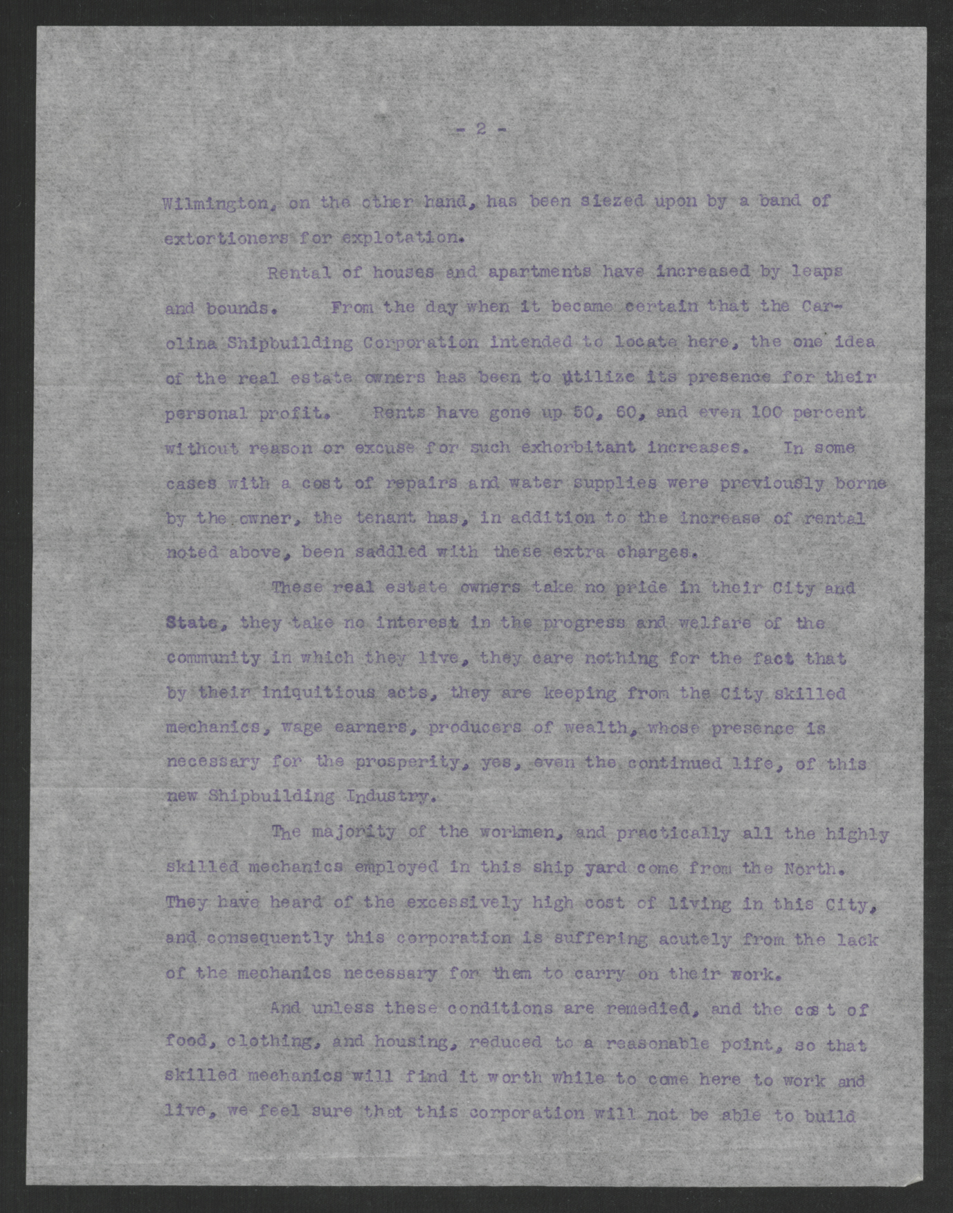 Letter from Citizens of Wilmington to Thomas W. Bickett, August 22, 1919, page 2