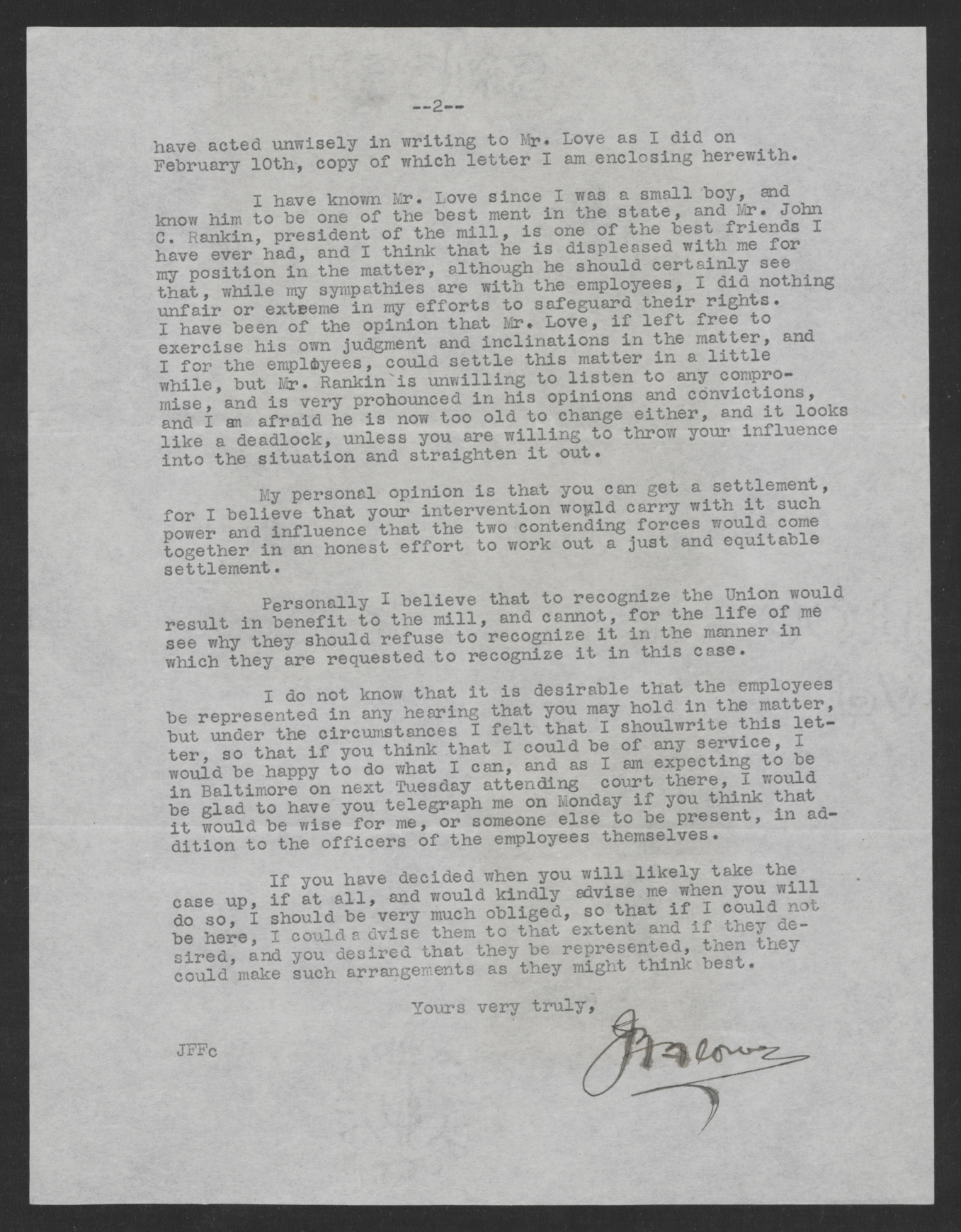 Letter from John F. Flowers to Thomas W. Bickett, February 14, 1920, page 2