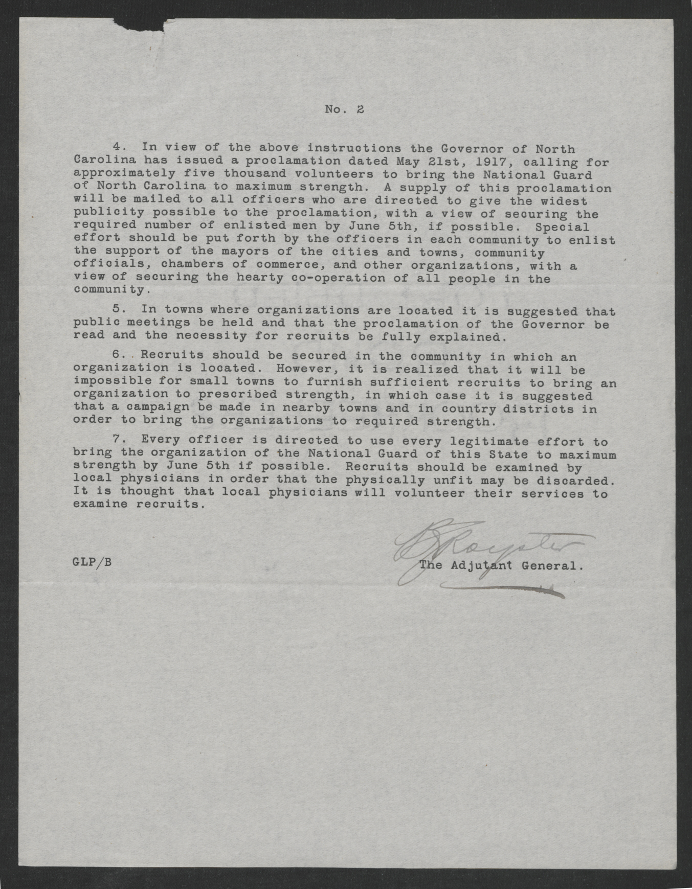 Letter from Beverly S. Royster to the Officers of the North Carolina National Guard, 1917, page 2