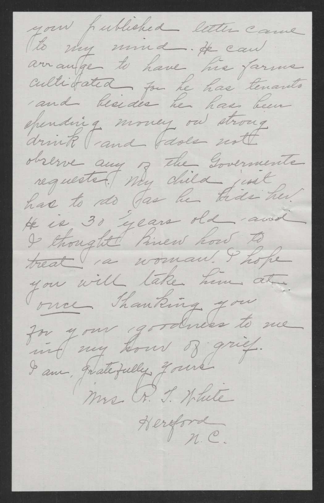 Letter from Sarah R. L. White to Thomas W. Bickett, 1918, page 6