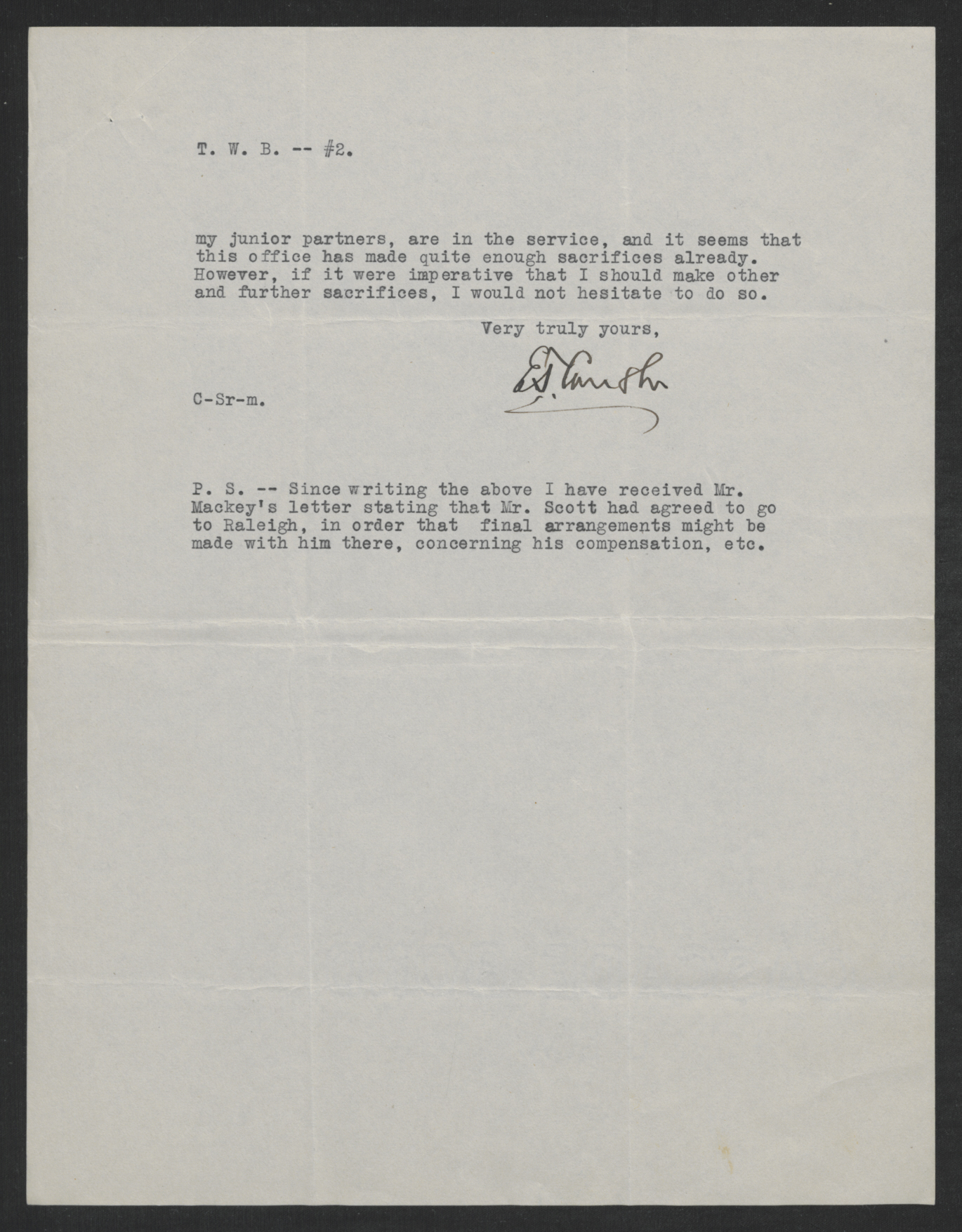 Letter from Edwin T. Cansler to Thomas W. Bickett, September 19, 1917, page 2