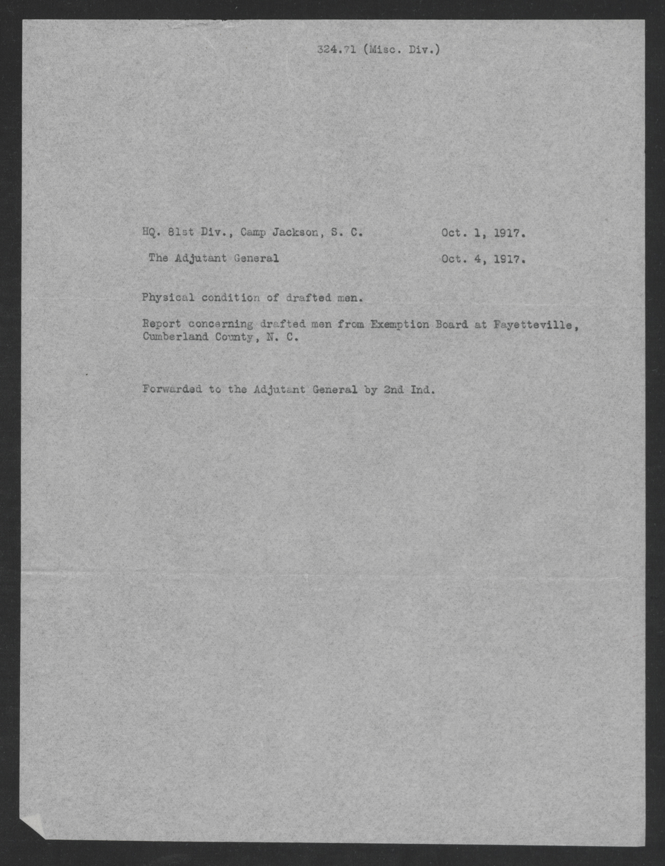 Report Regarding Medical Deficiencies of Cumberland County Inductees, September30 - October 6, 1917, page 2