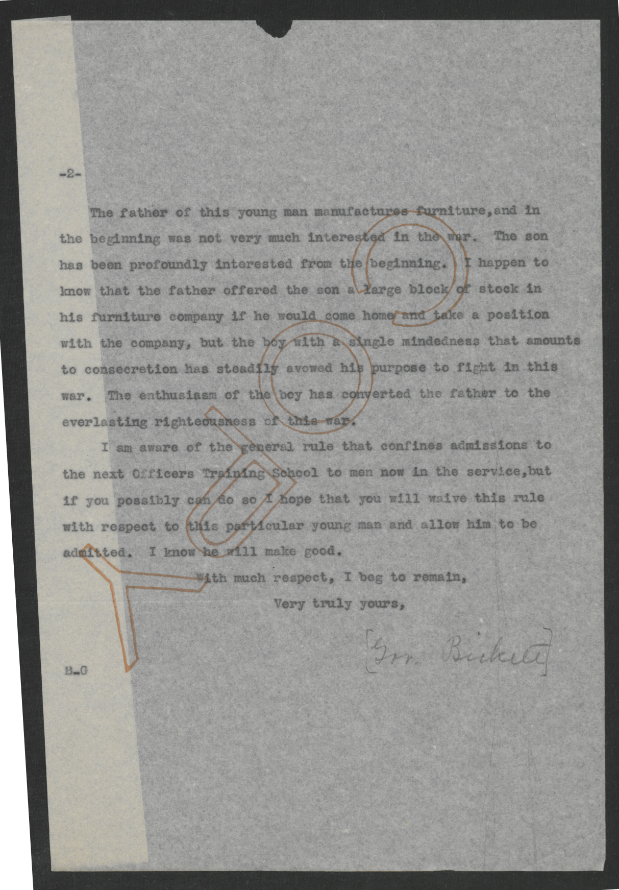 Letter from Thomas W. Bickett to Newton D. Baker, December 5, 1917, page 2