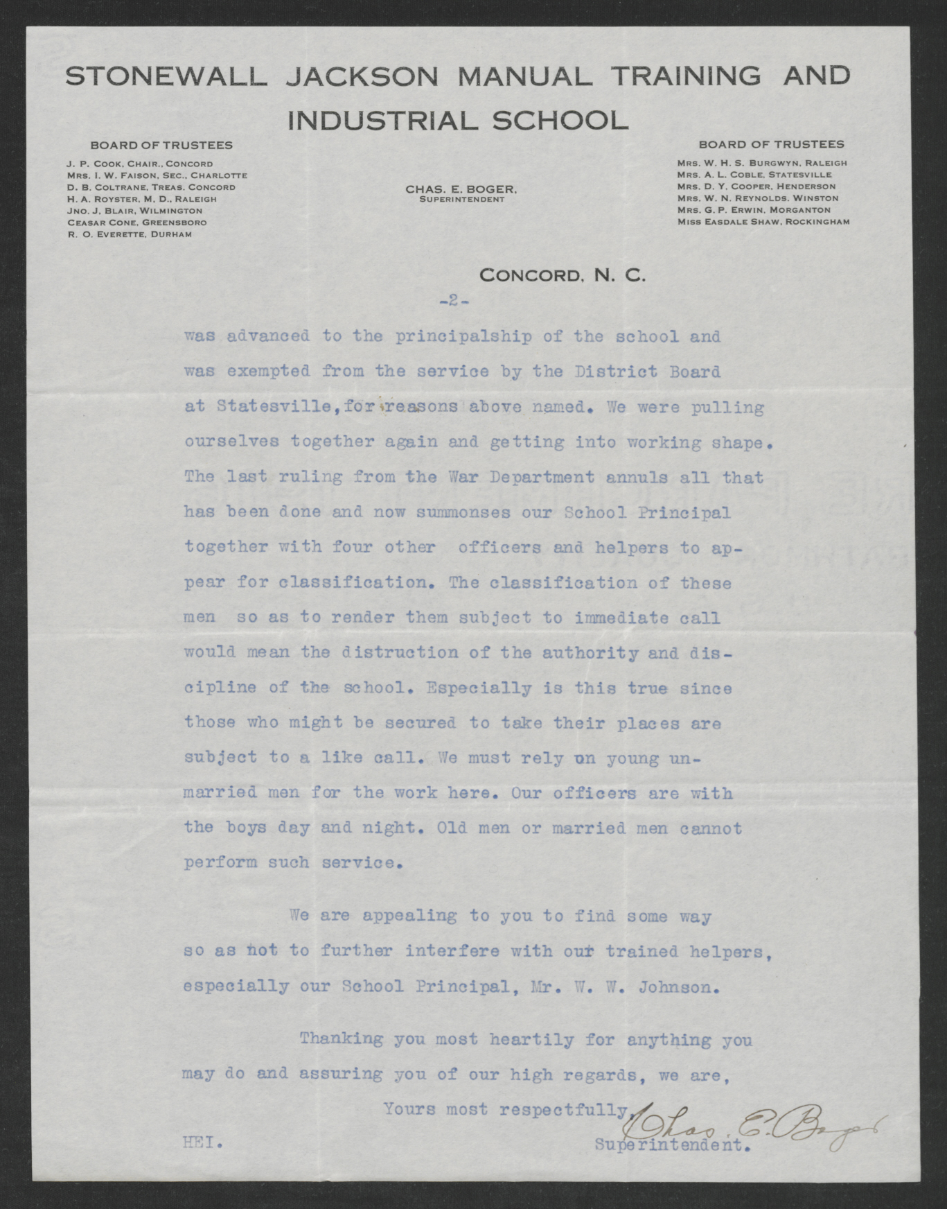 Letter from Charles E. Boger to Thomas W. Bickett, December 18, 1917, page 2