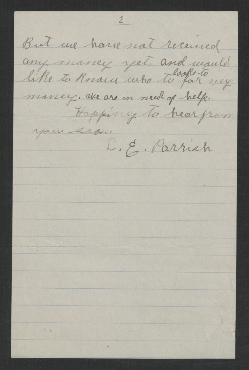 Letter from Levi E. Parrish to Thomas W. Bickett, January 3, 1918, page 2