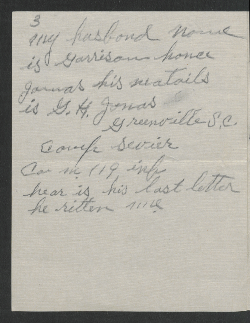 Letter from Cara E. R. Jonas to Thomas W. Bickett, January 3, 1918, page 3