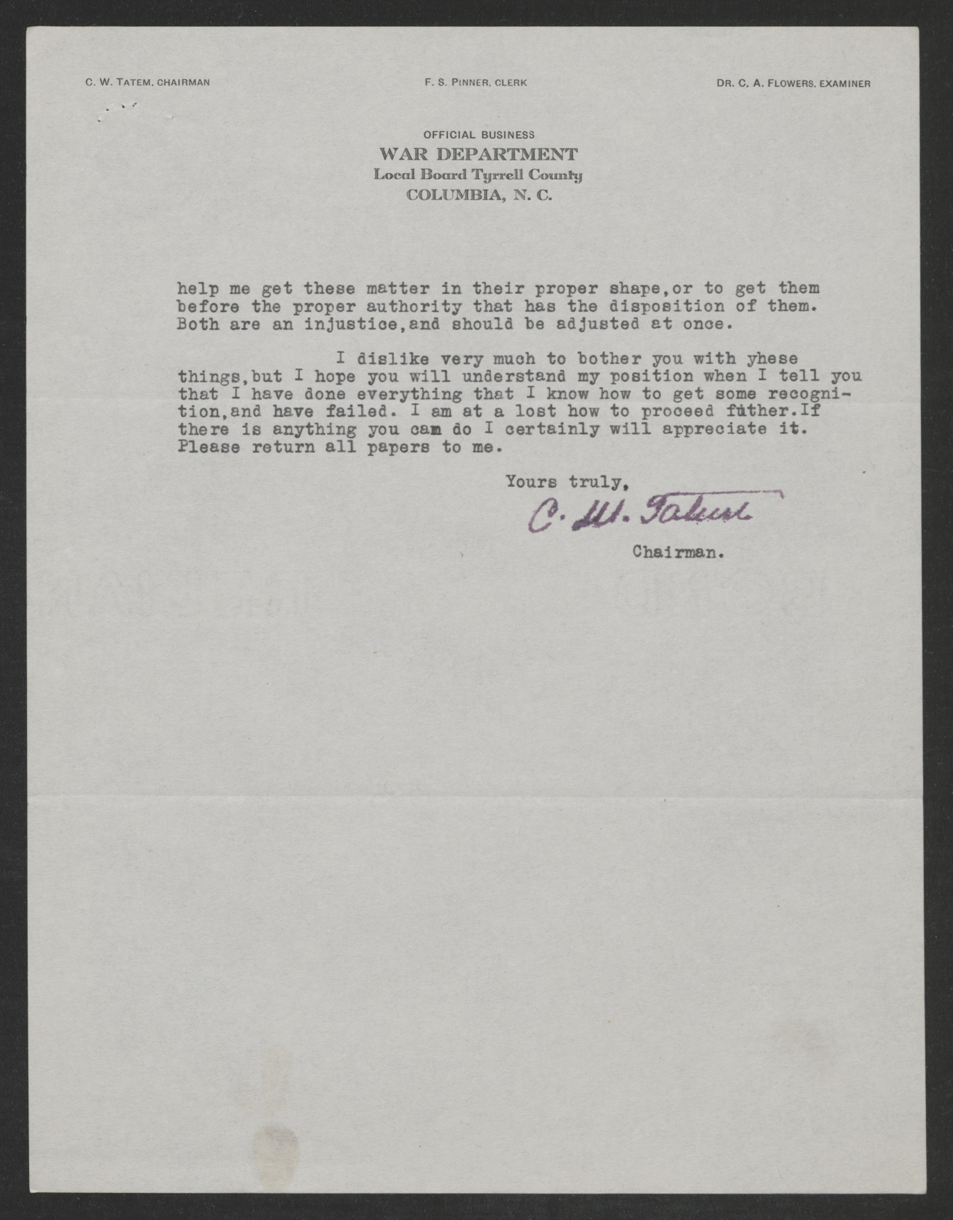 Letter from Charles W. Tatem to Thomas W. Bickett, January 9, 1918, page 2
