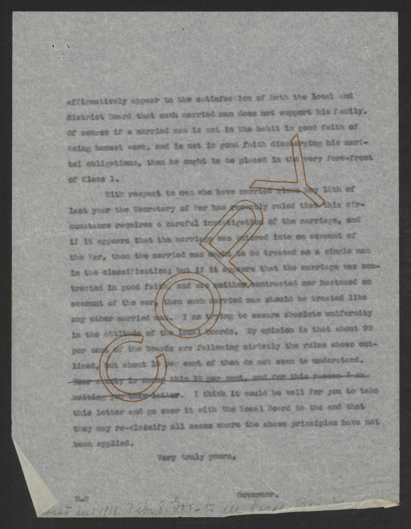 Letter from Thomas W. Bickett to the Government Appeal Agents of North Carolina, February 7, 1918, page 2