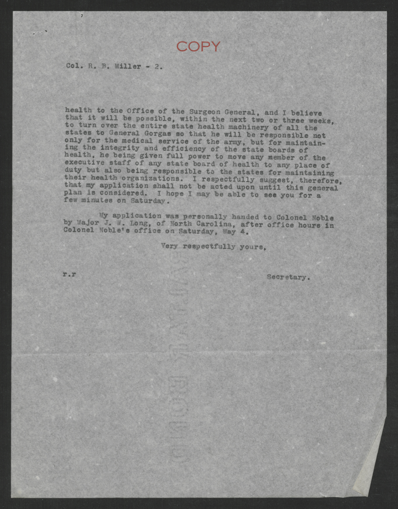 Letter from Watson S. Rankin to Reuben B. Miller, May 22, 1918, page 2