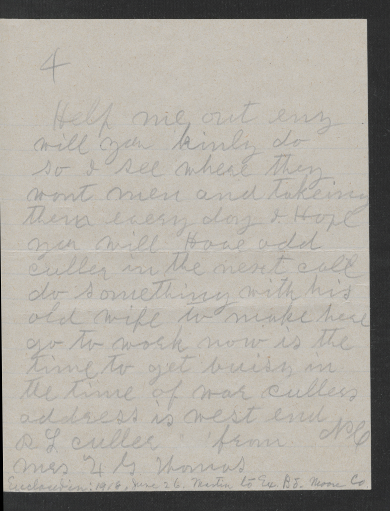 Letter from Mrs. Thomas to Thomas W. Bickett, June 18, 1918, page 4