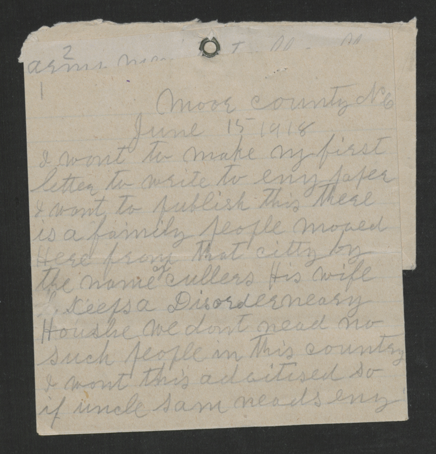 Letter from Mrs. Thomas to the Winston-Salem Journal, June 15, 1918, page 1