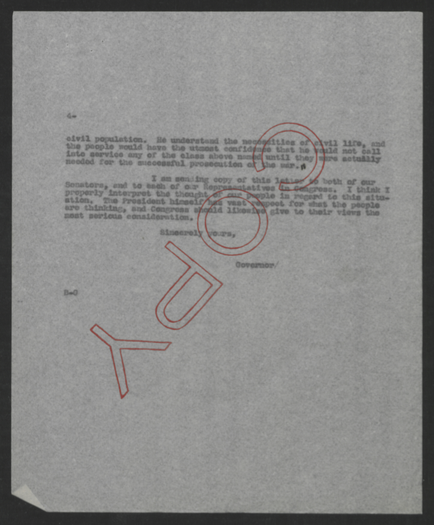 Letter from Thomas W. Bickett to Lee S. Overman, August 6, 1918, page 4