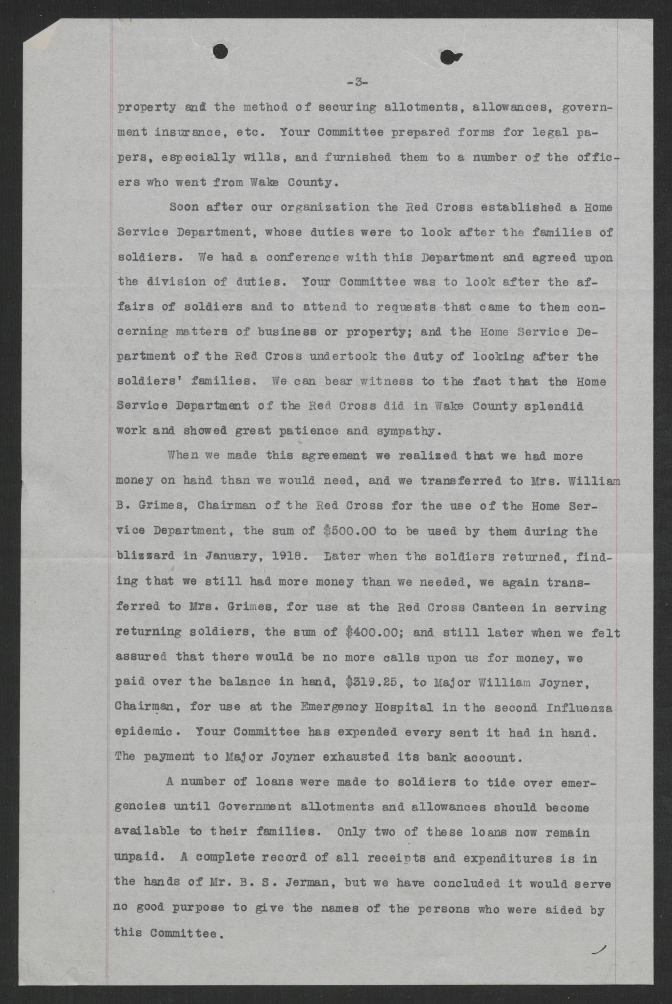 Letter from the Soldiers' Business Aid Committee of Wake County to Thomas W. Bickett, May 20, 1920, page 3