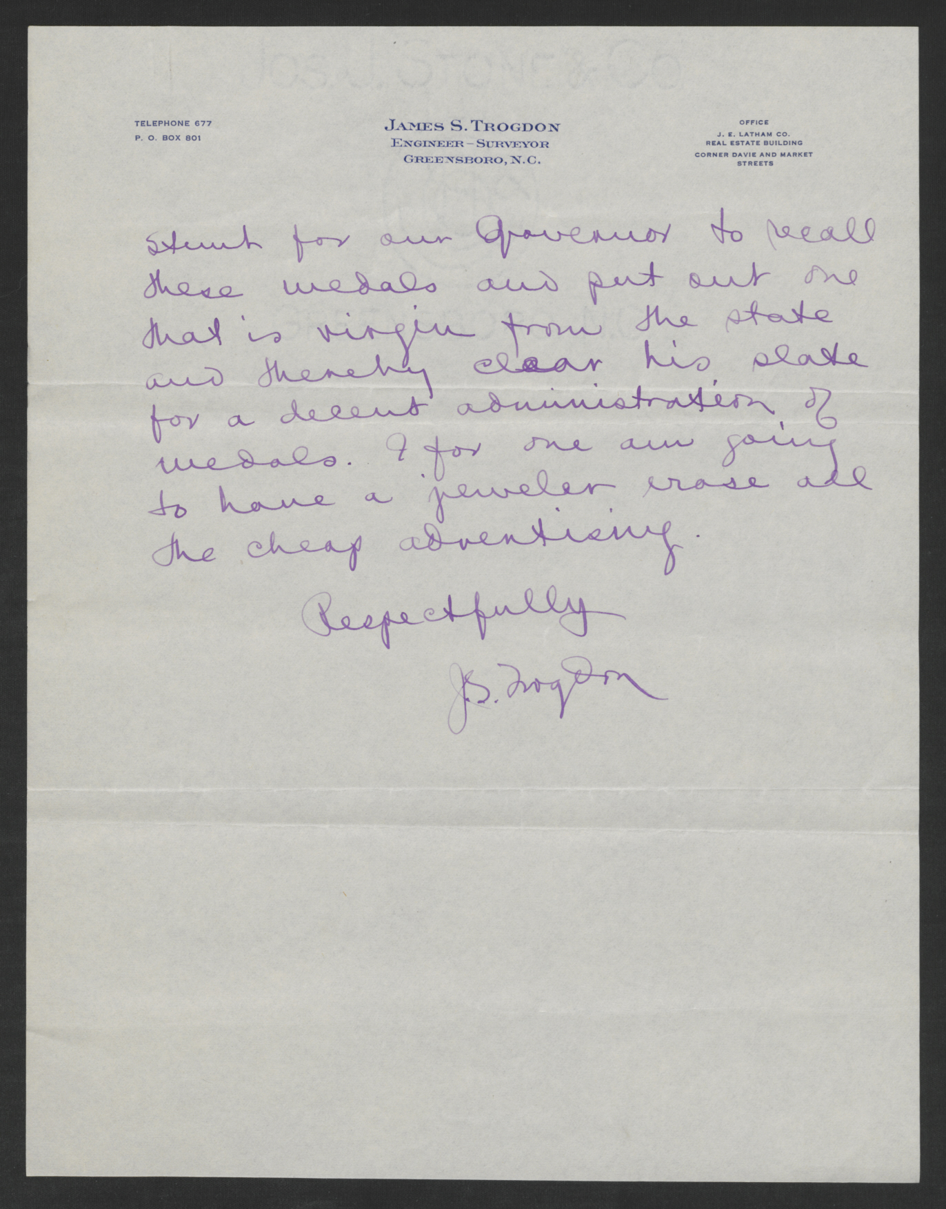 Letter from James S. Trogden to Thomas W. Bickett, December 13, 1920, page 2