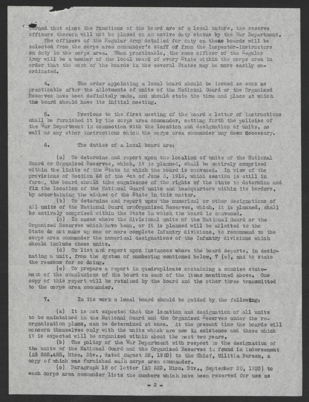 Letter from T. Hughes to the Commanding Generals of All Corps Areas, December 7, 1920, page 2