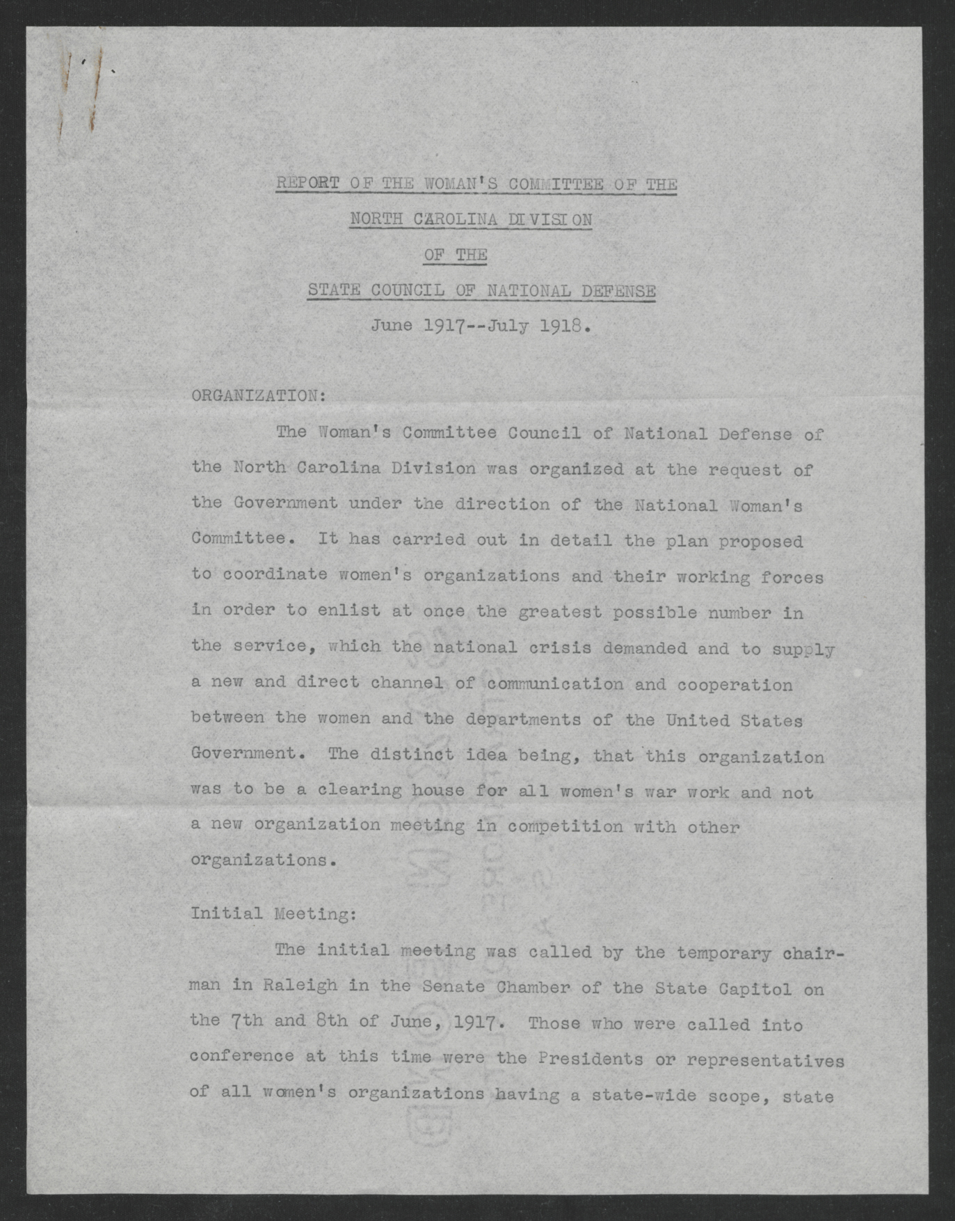 Women's Committee Report, 1917-1918, page 1