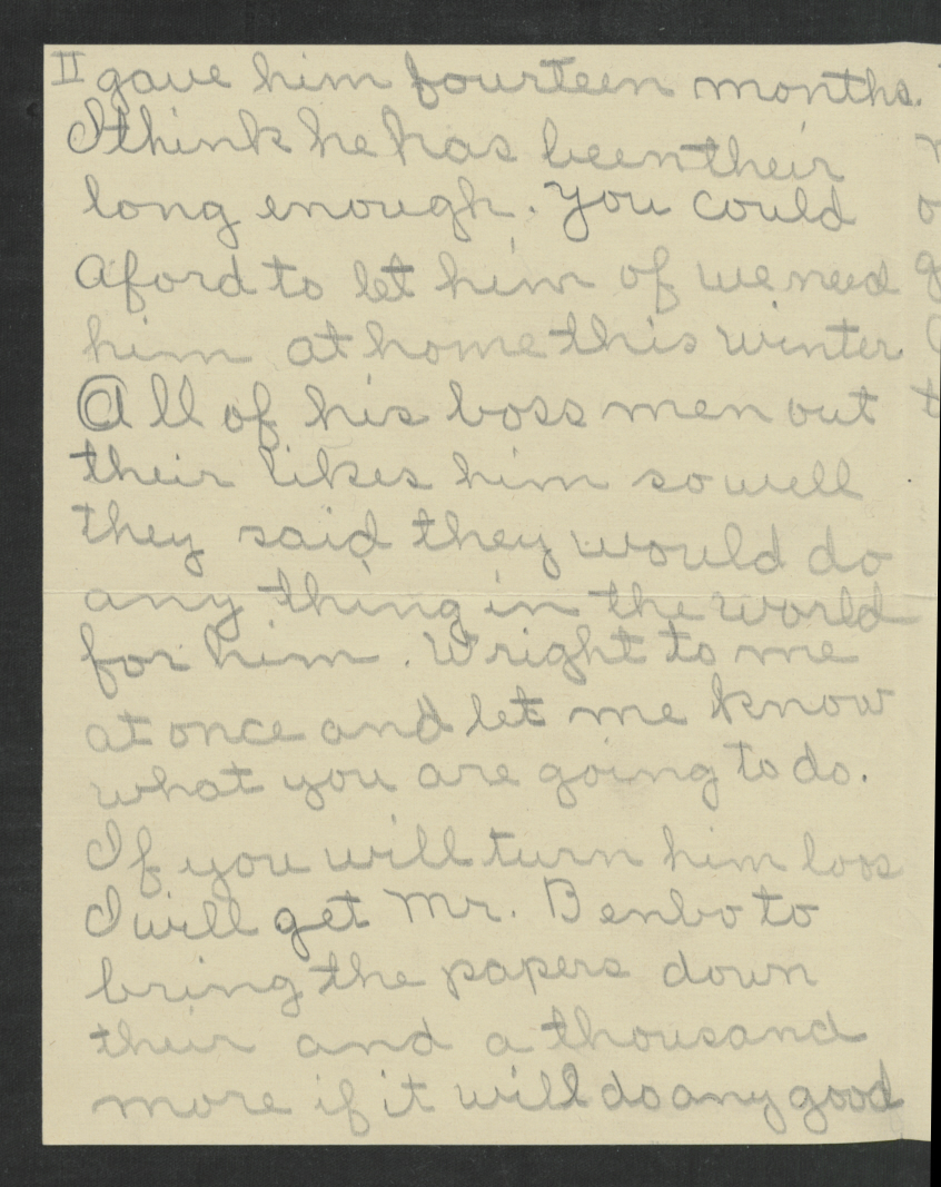 Cline to Bickett, November 14, 1919, page 2