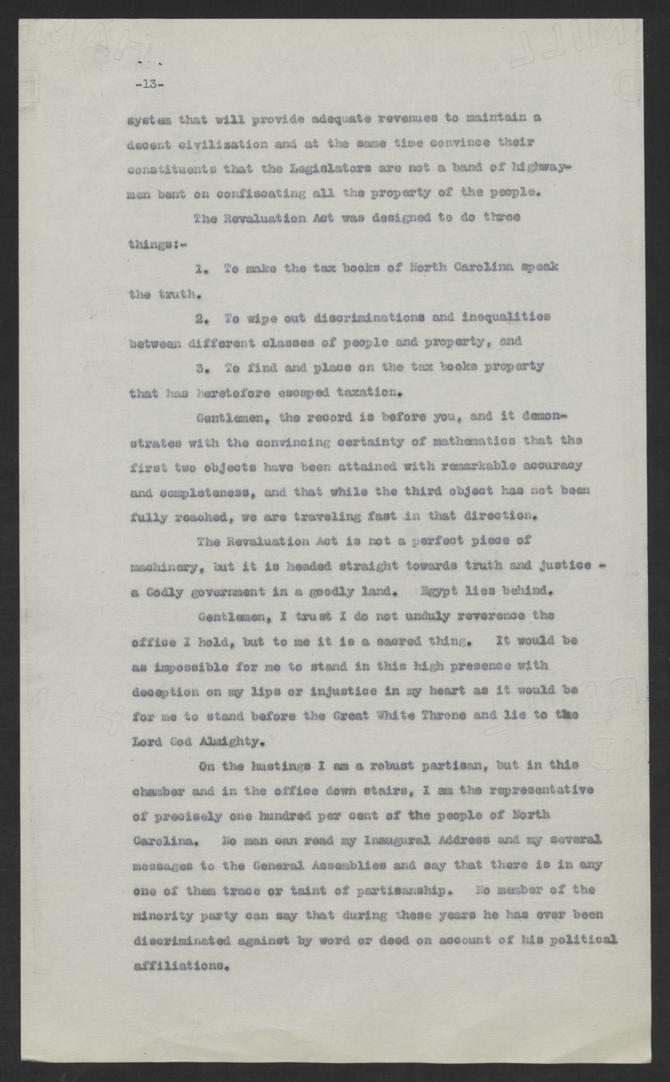 First Message of Governor Bickett to the Special Session of the General Assembly, August 10, 1920, page 13