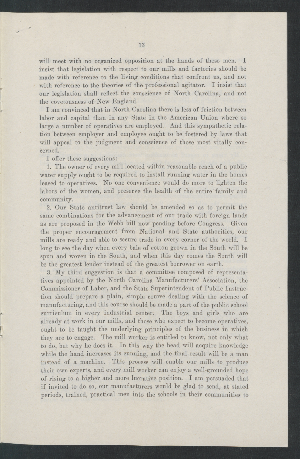 Inaugural Address of Governor Thomas W. Bickett to the General Assembly, January 11, 1917, page 11