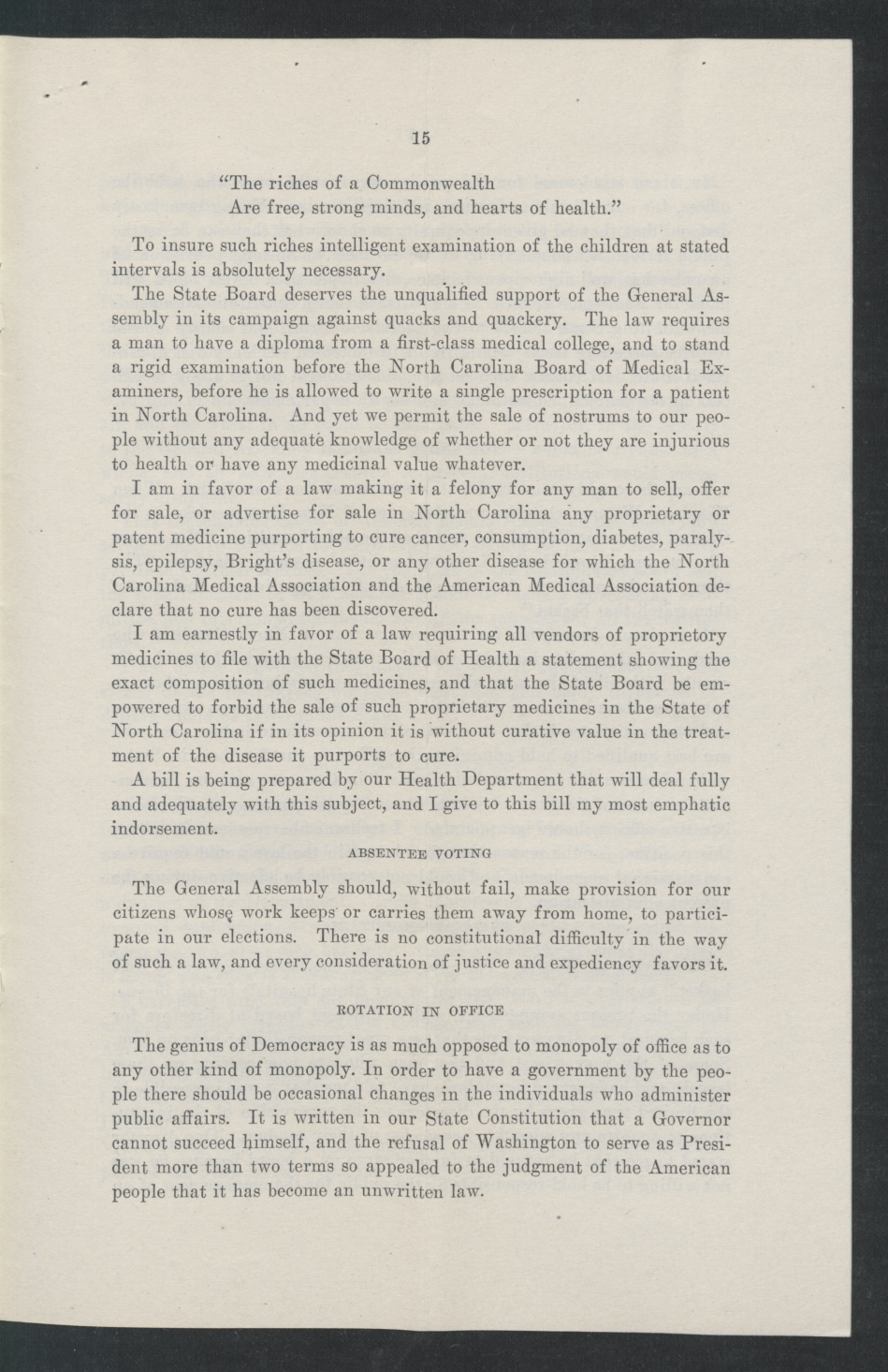 Inaugural Address of Governor Thomas W. Bickett to the General Assembly, January 11, 1917, page 13