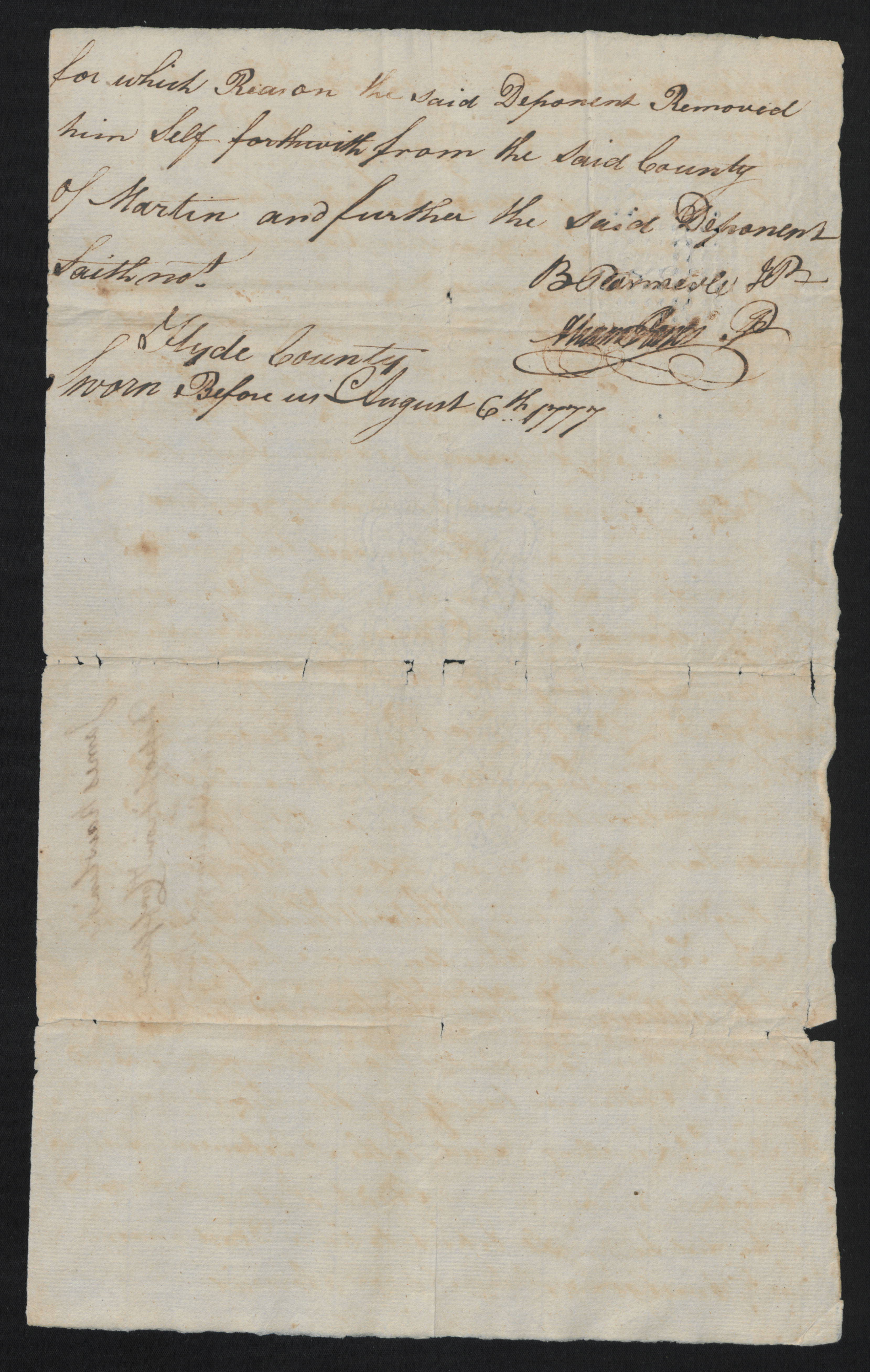 Deposition of James Rawlings, 6 August 1777, page 3