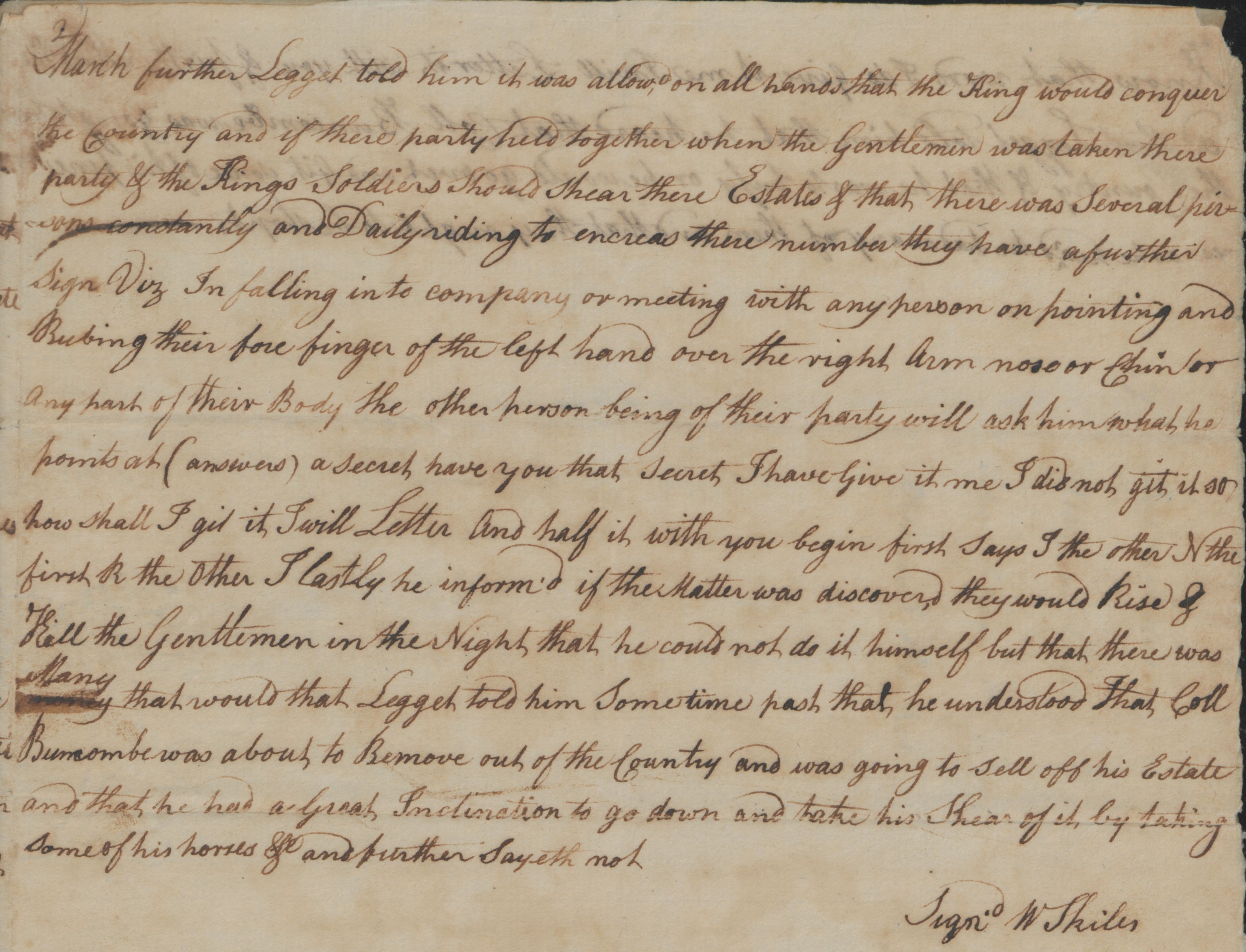 Deposition of William Skyles, circa 1 July 1777, page 2