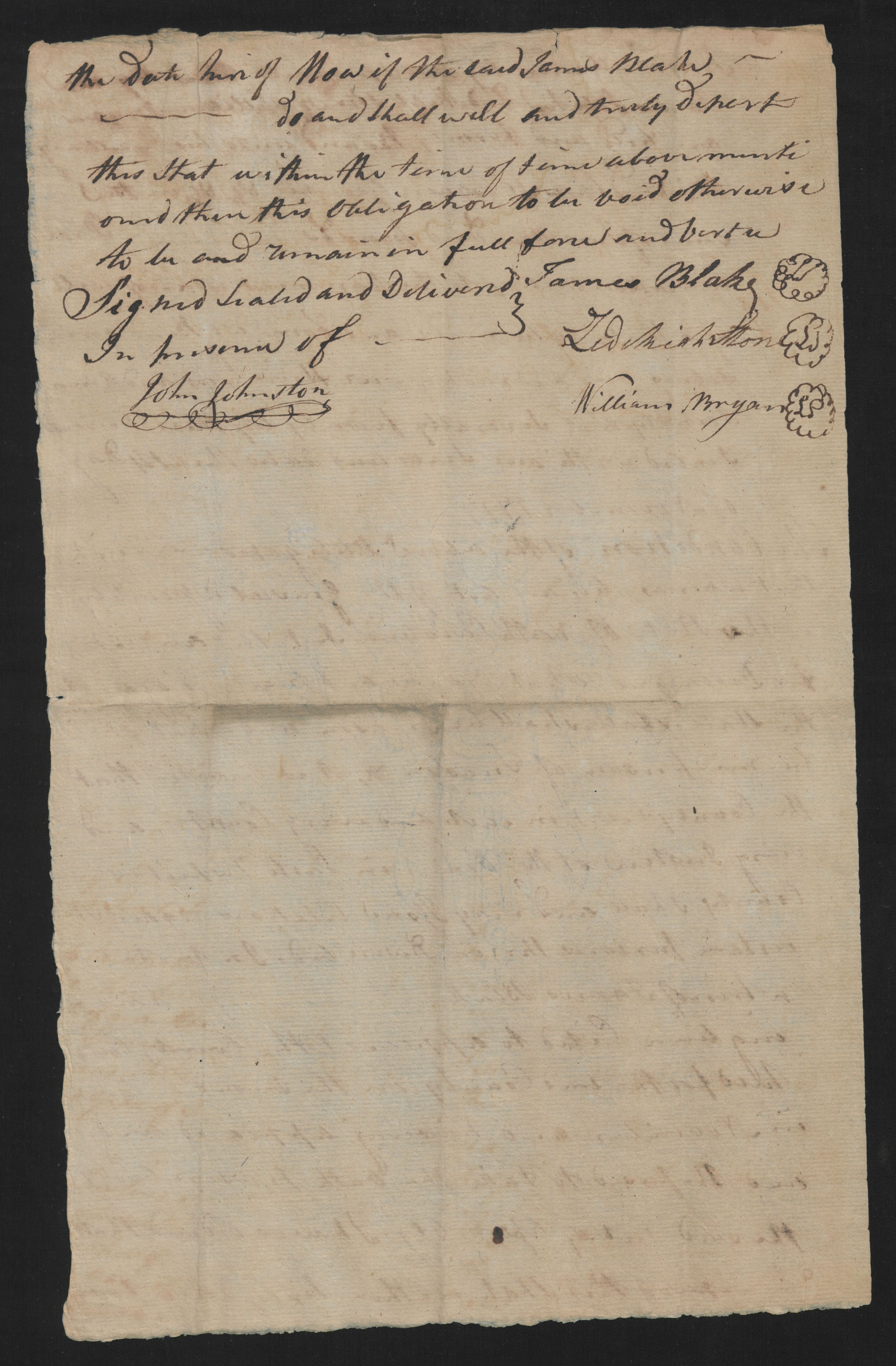 Bond from the Bertie County Court for James Blake, 14 November 1777, page 2