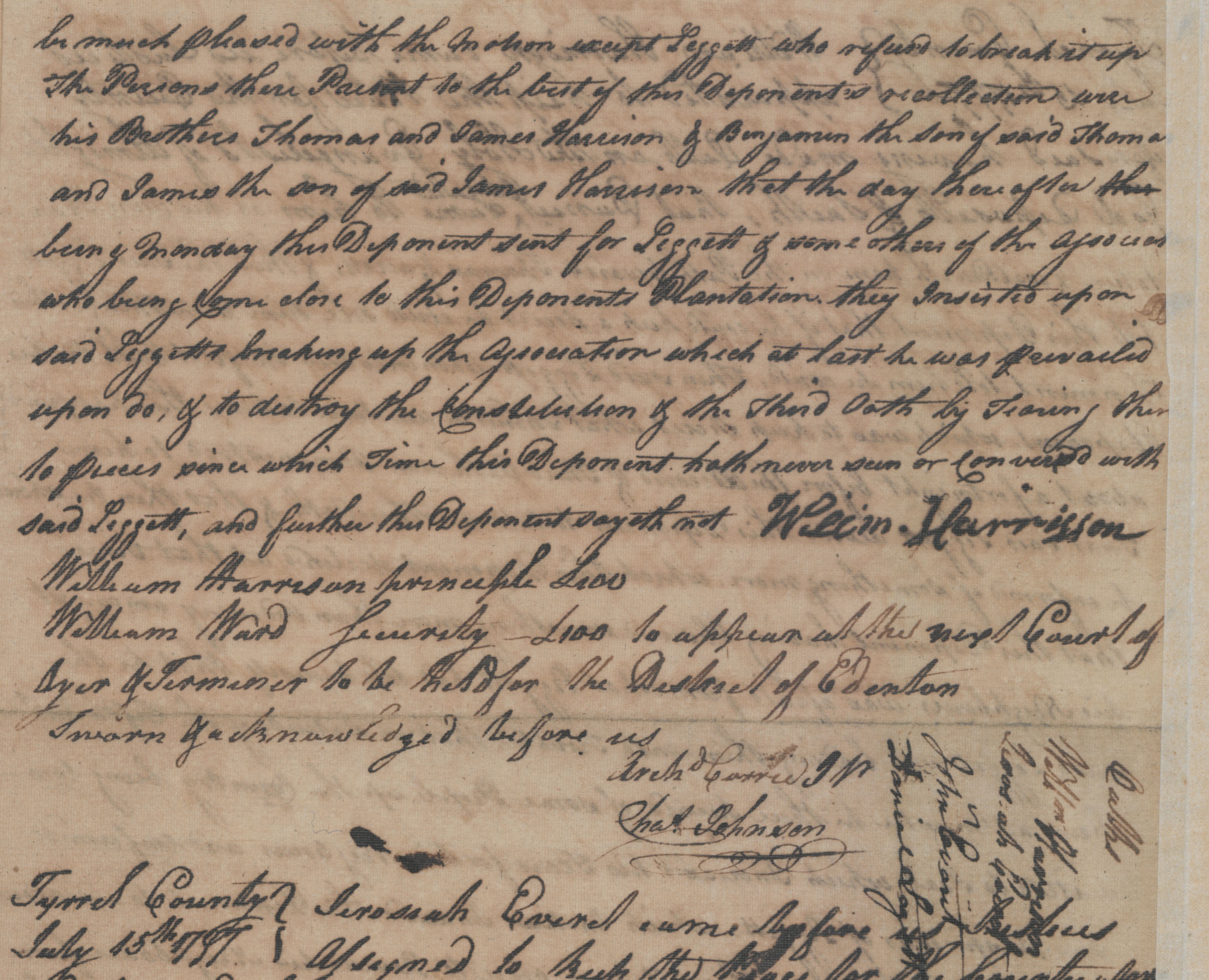 Deposition of William Harrison, 15 July 1777, page 2