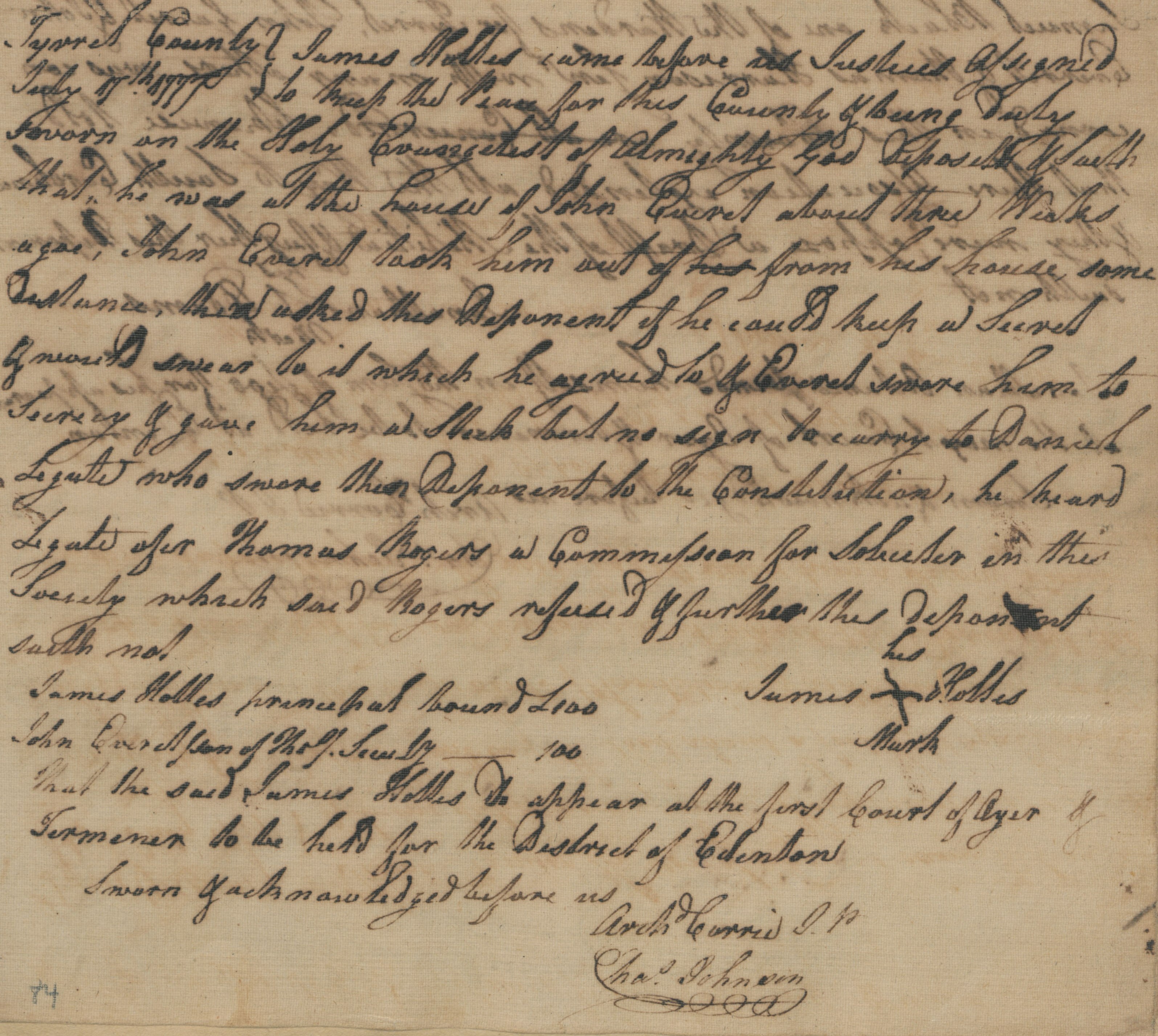 Deposition of James Holles, 17 July 1777, page 1