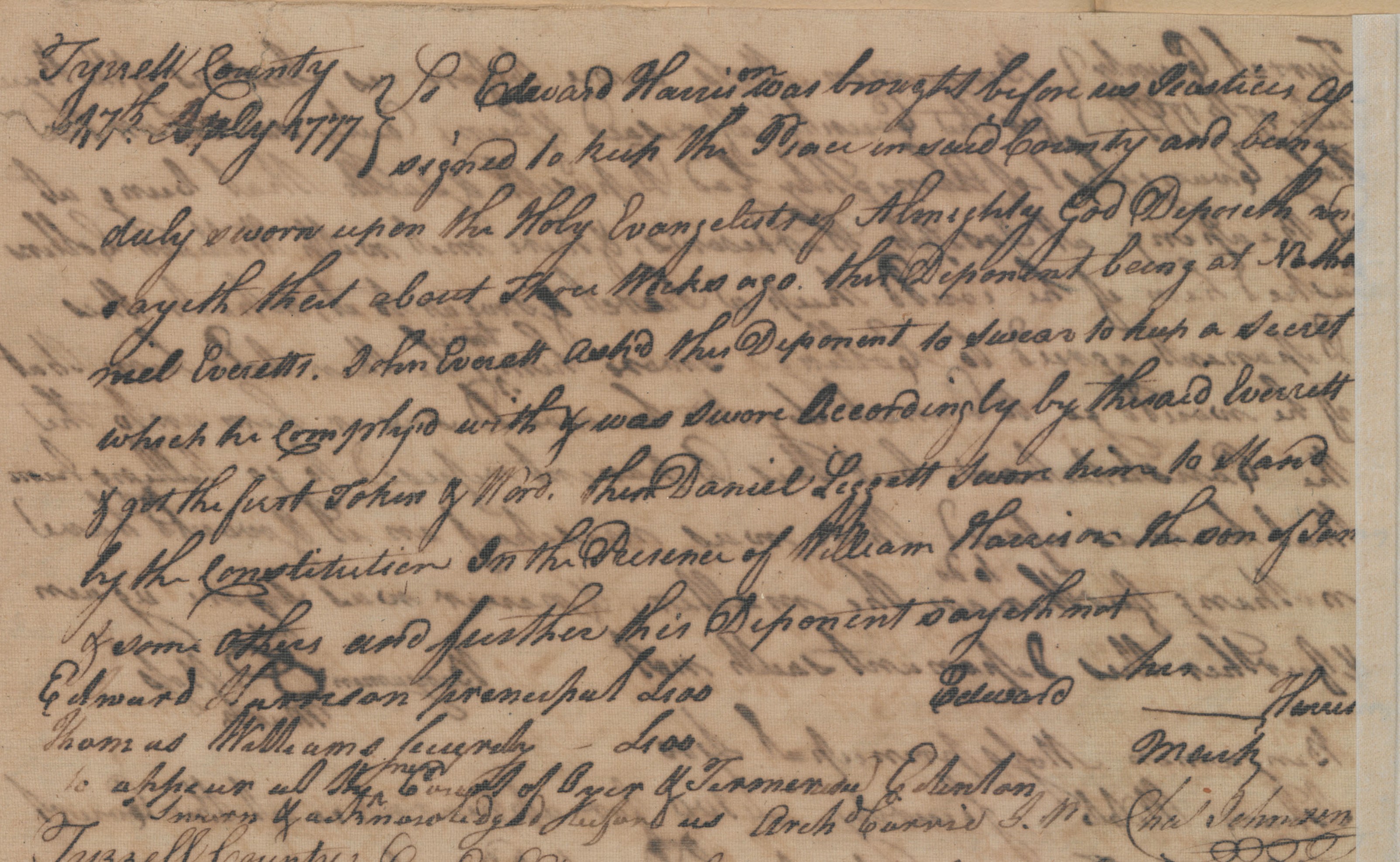 Deposition of Edward Harrison, 17 July 1777, page 1