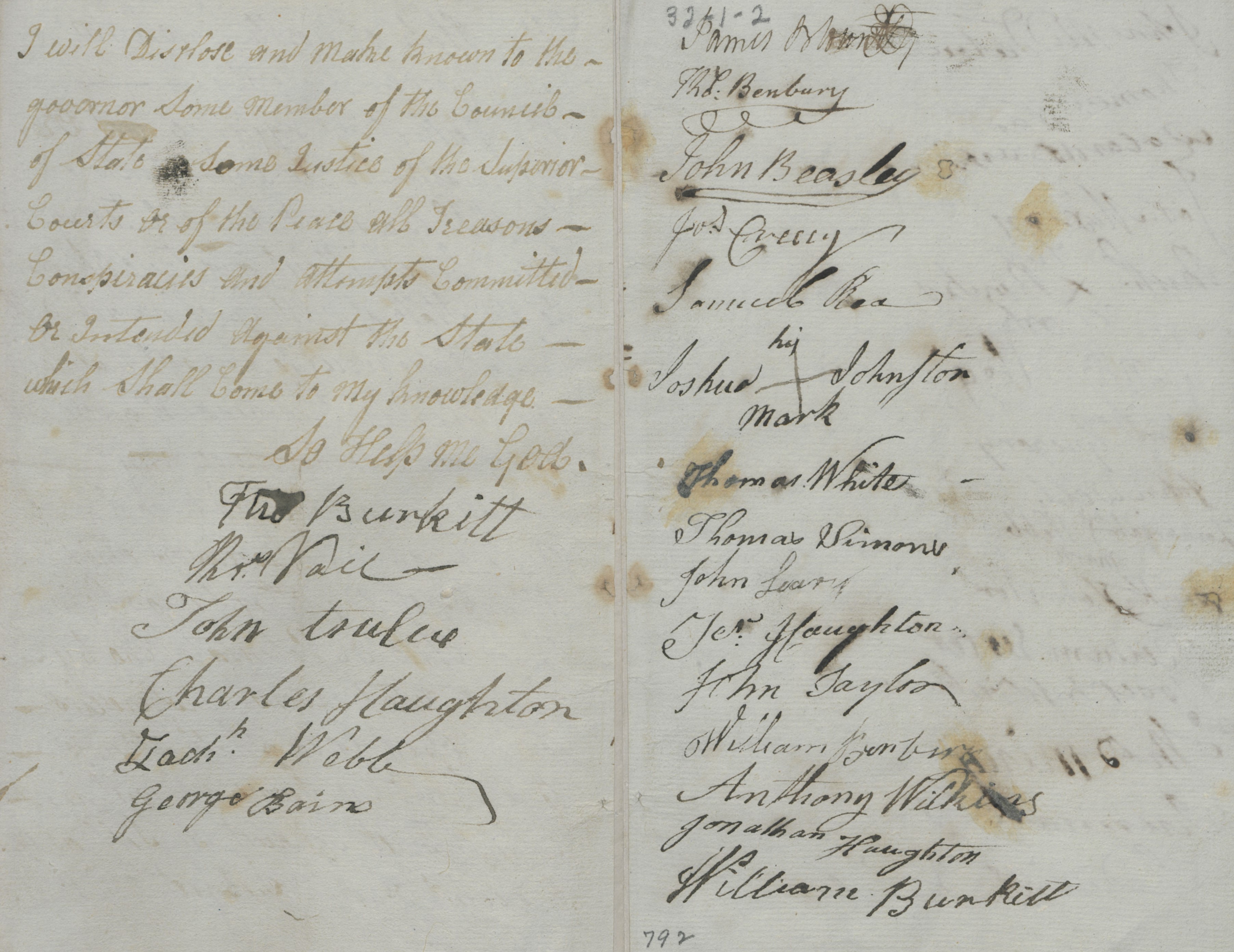 List of People Swearing the Oath of Allegiance in Chowan County, 2 May 1778, page 2