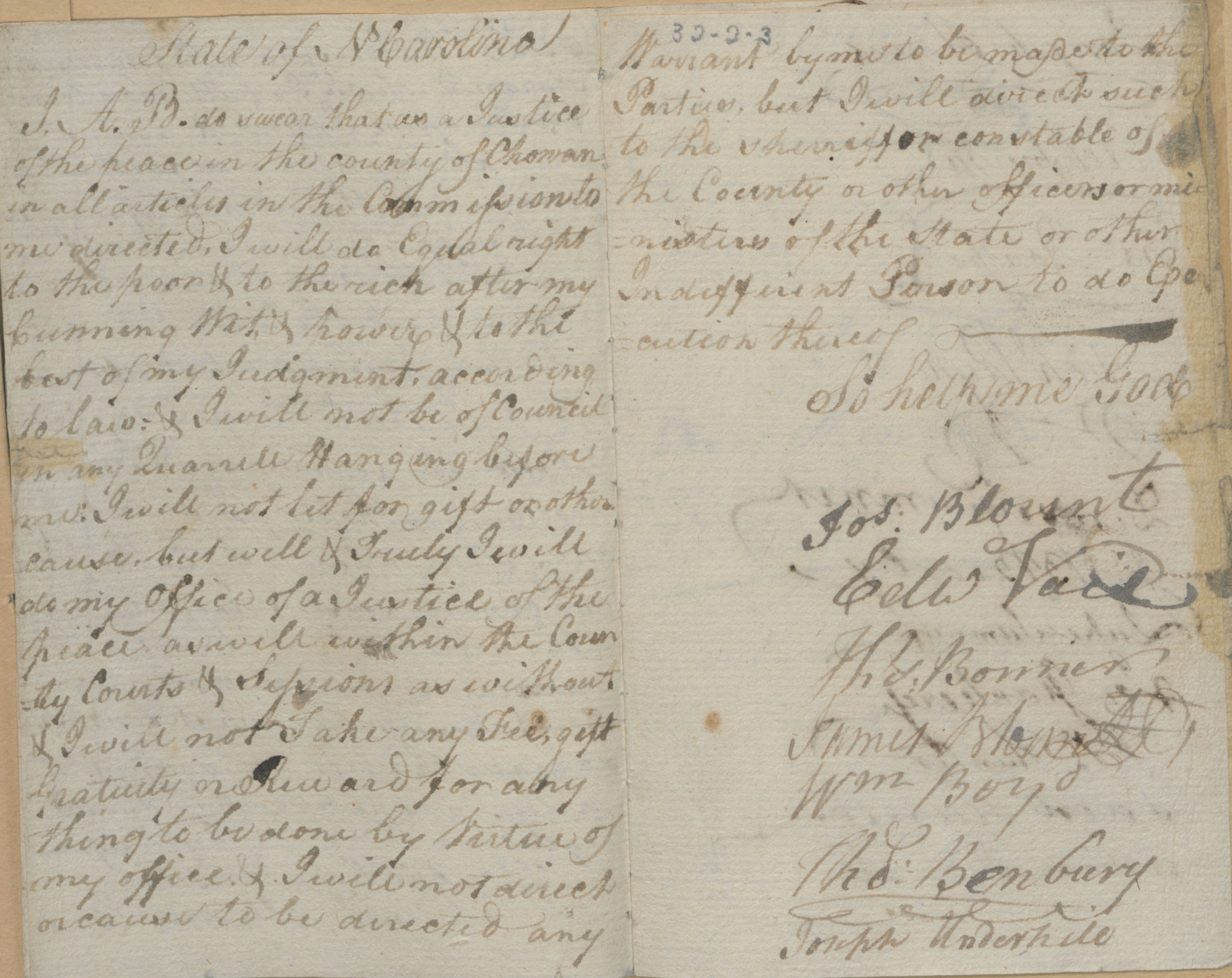 List of Civil and Military Officers Swearing the Oath of Allegiance to the State of North Carolina, circa 1777, page 3