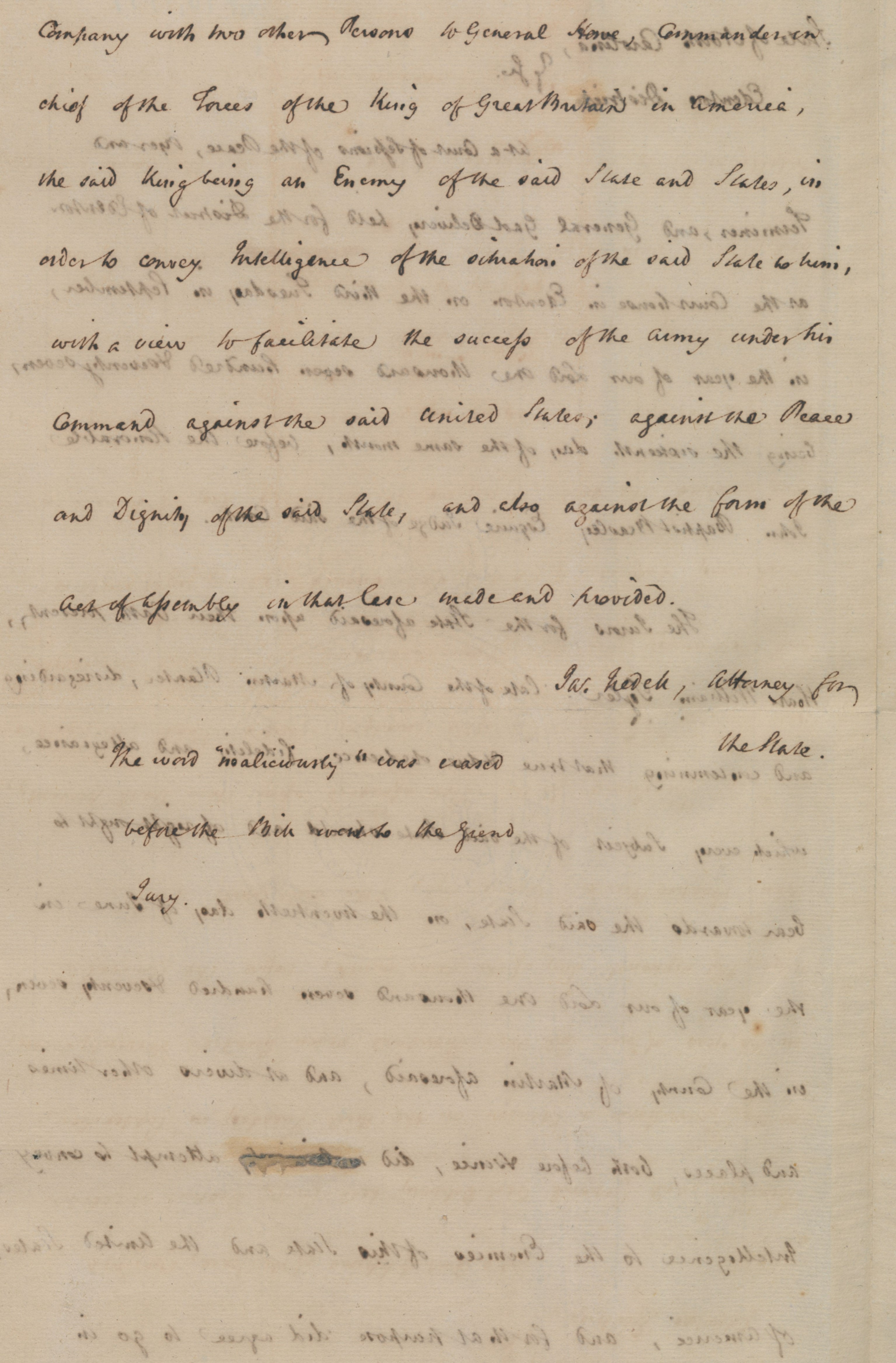 Indictment from the Edenton District Court against William Tyler, 16 September 1777, page 2