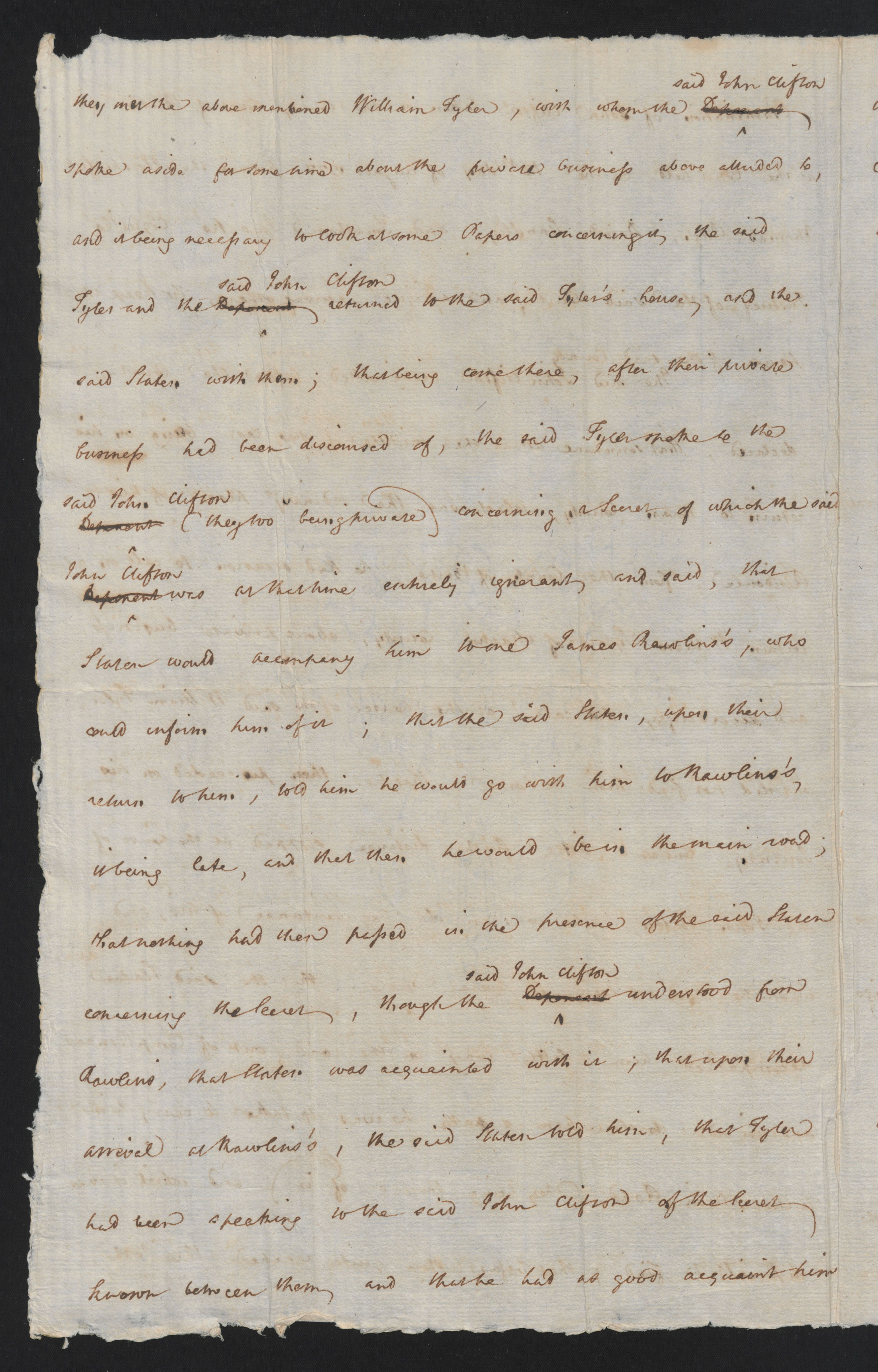 Examination of John Clifton before the Bertie County Court, 12 August 1777, page 2