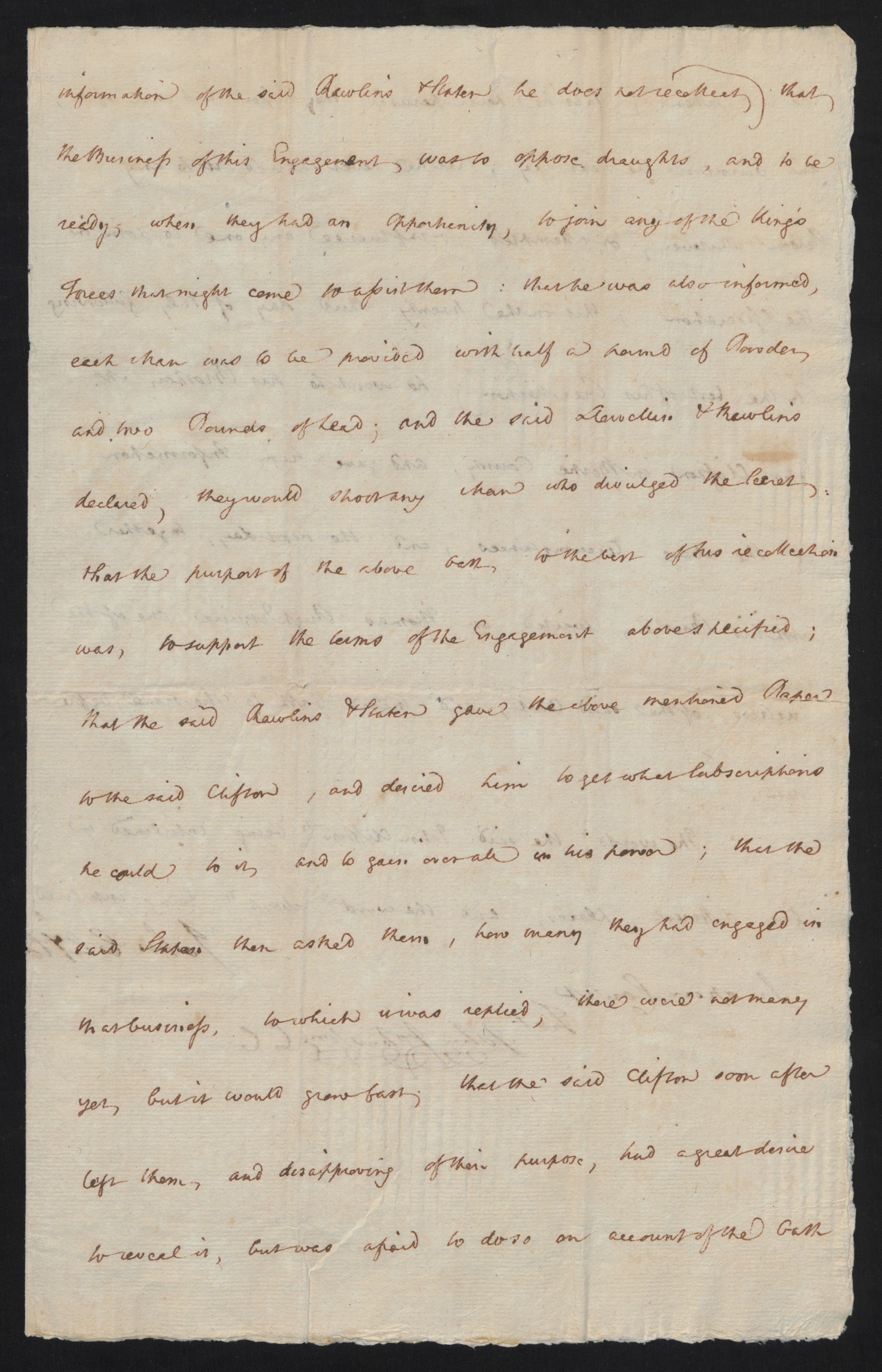 Examination of John Clifton before the Bertie County Court, 12 August 1777, page 5