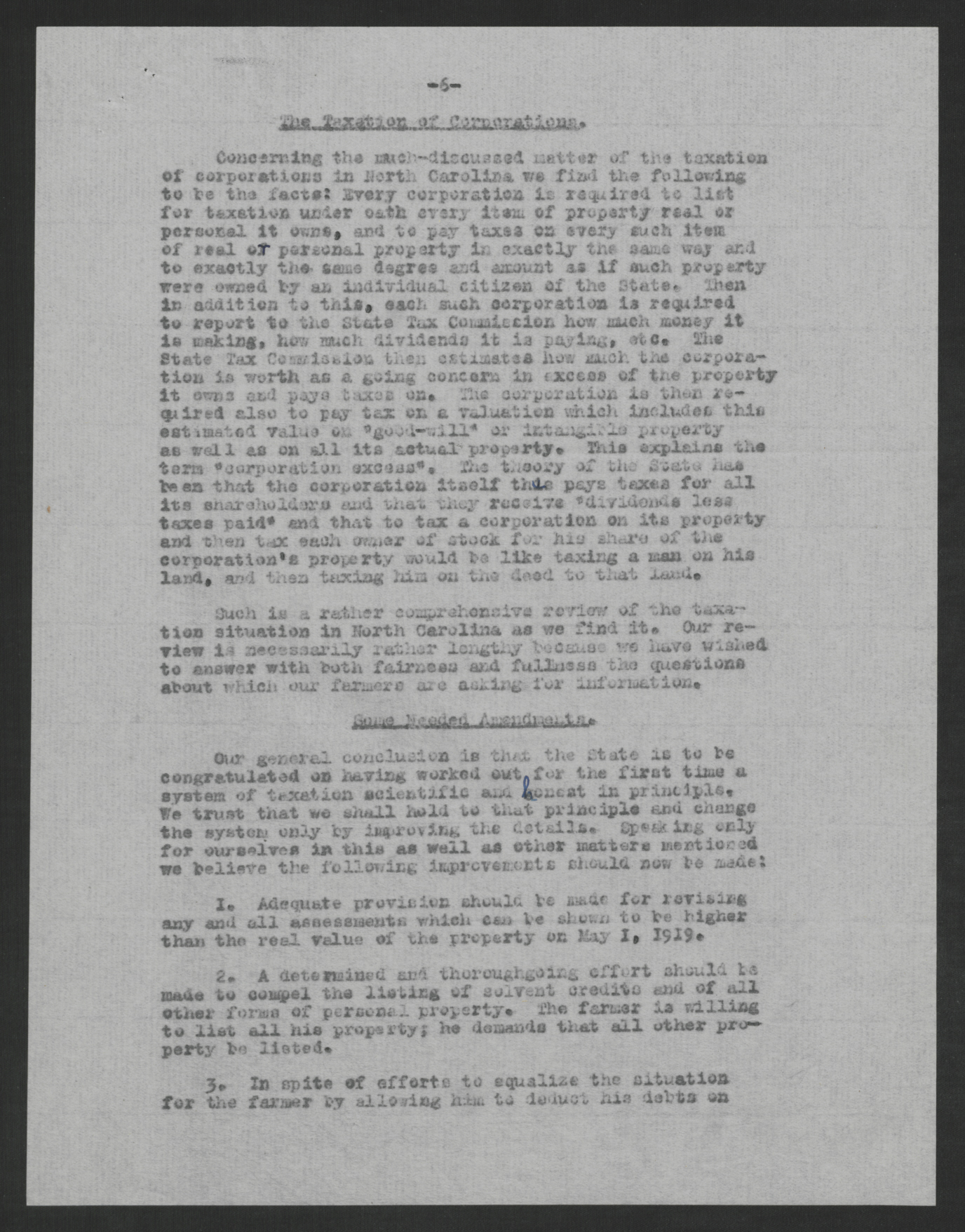 Report of the Legislative Committee of the North Carolina State Board of Agriculture, August 18, 1920, page 6