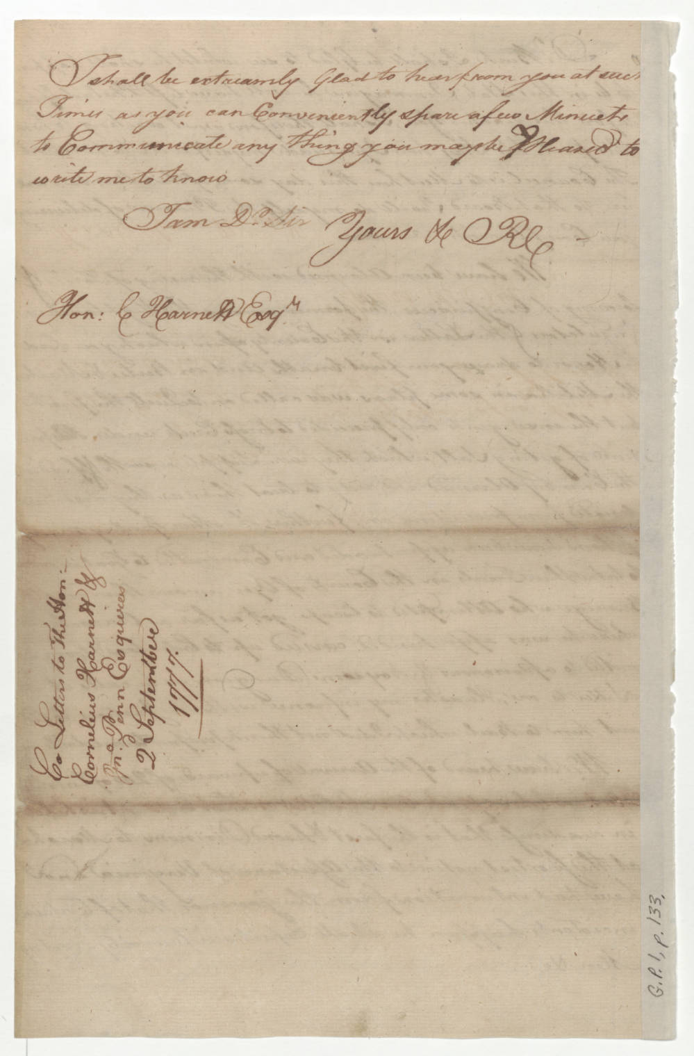 Letter from Richard Caswell to Cornelius Harnett and John Penn, 2 September 1777, page 2