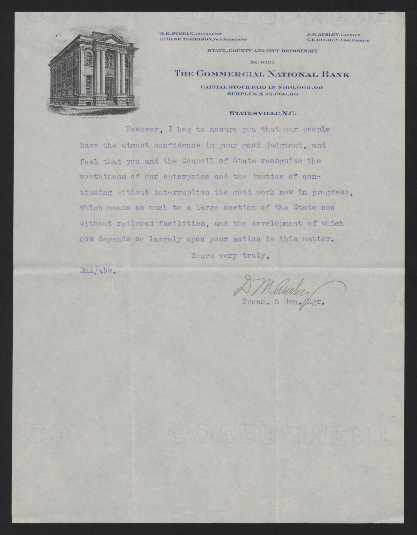 Letter from Ausley to Craig, July 11, 1913, page 2