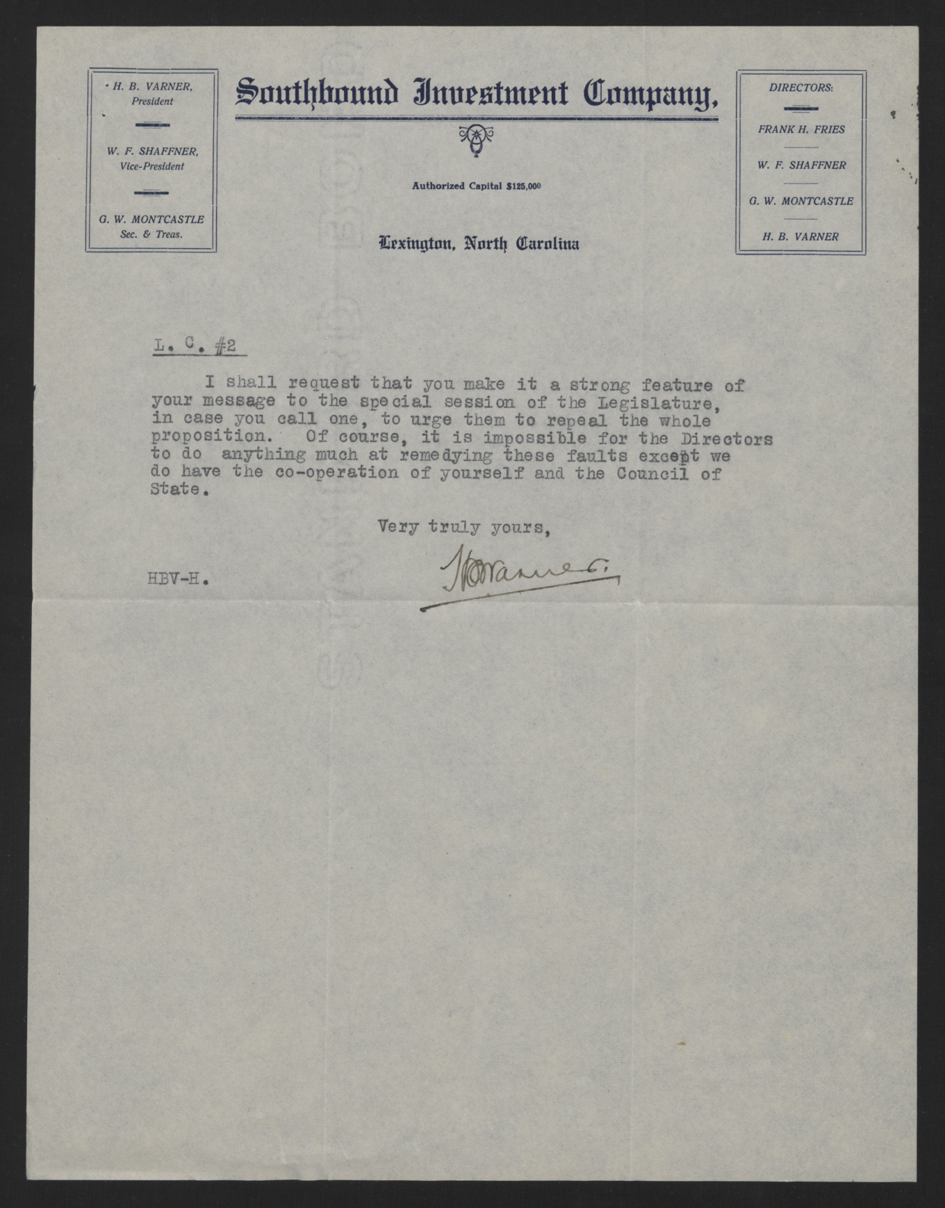 Letter from Varner to Craig, July 12, 1913, page 2