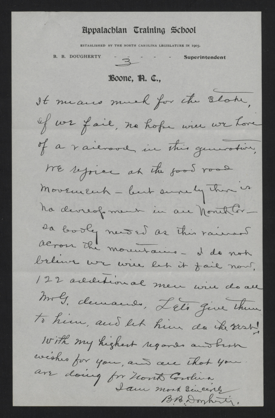 Letter from Dougherty to Craig, July 29, 1913, page 3