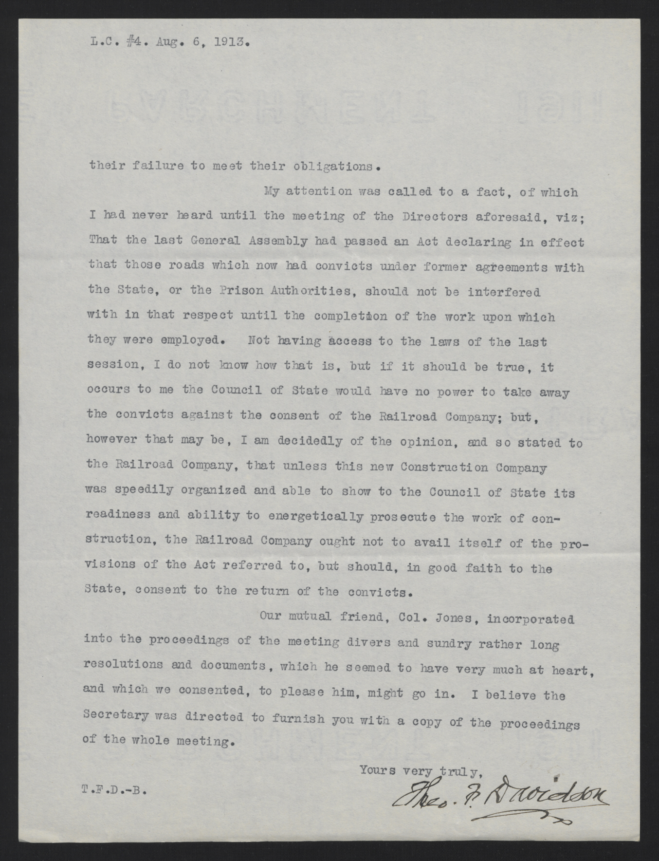 Letter from Davidson to Craig, August 6, 1913, page 4