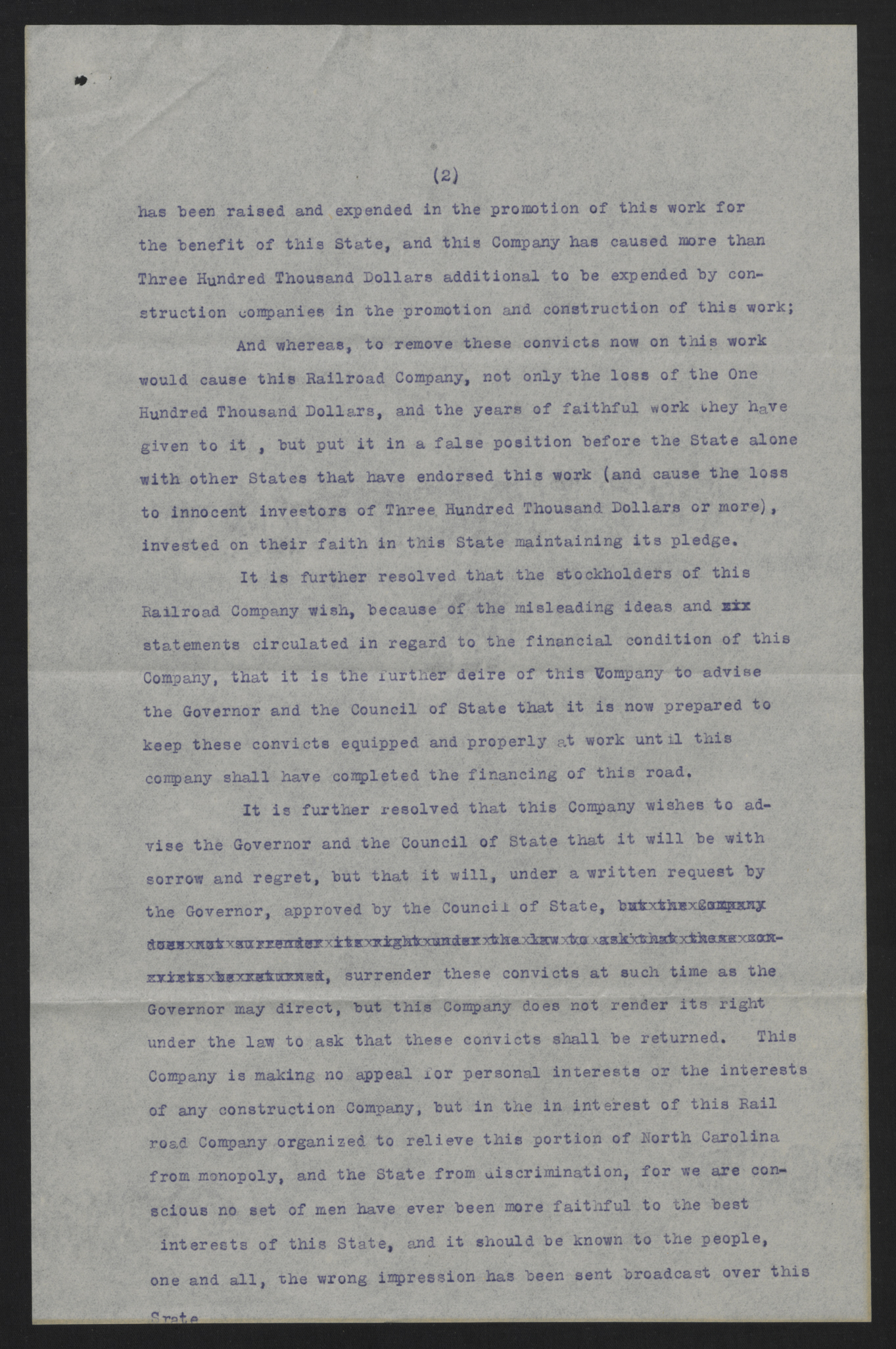 Resolution of the South Atlantic and Western Railway Company, August 2, 1913, page 2